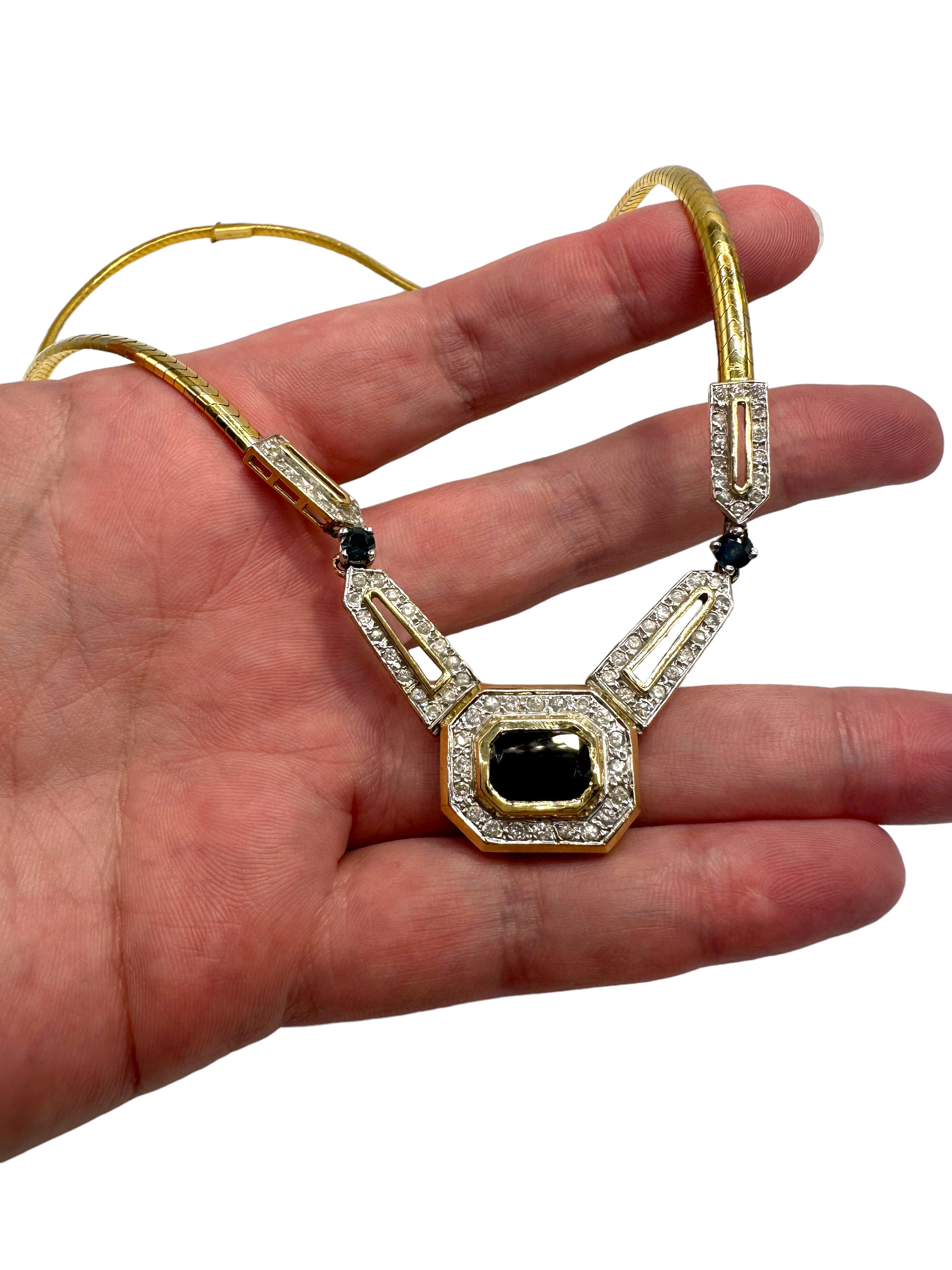 14k Sapphire Diamond Necklace