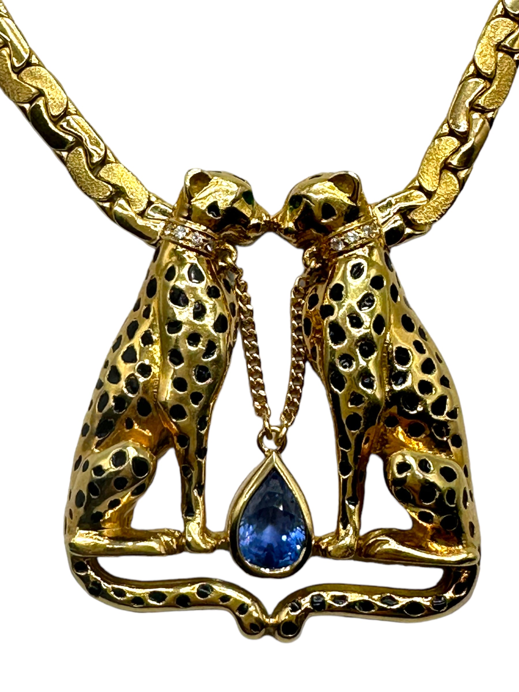 18k Dual Cheetahs Tanzanite Necklace