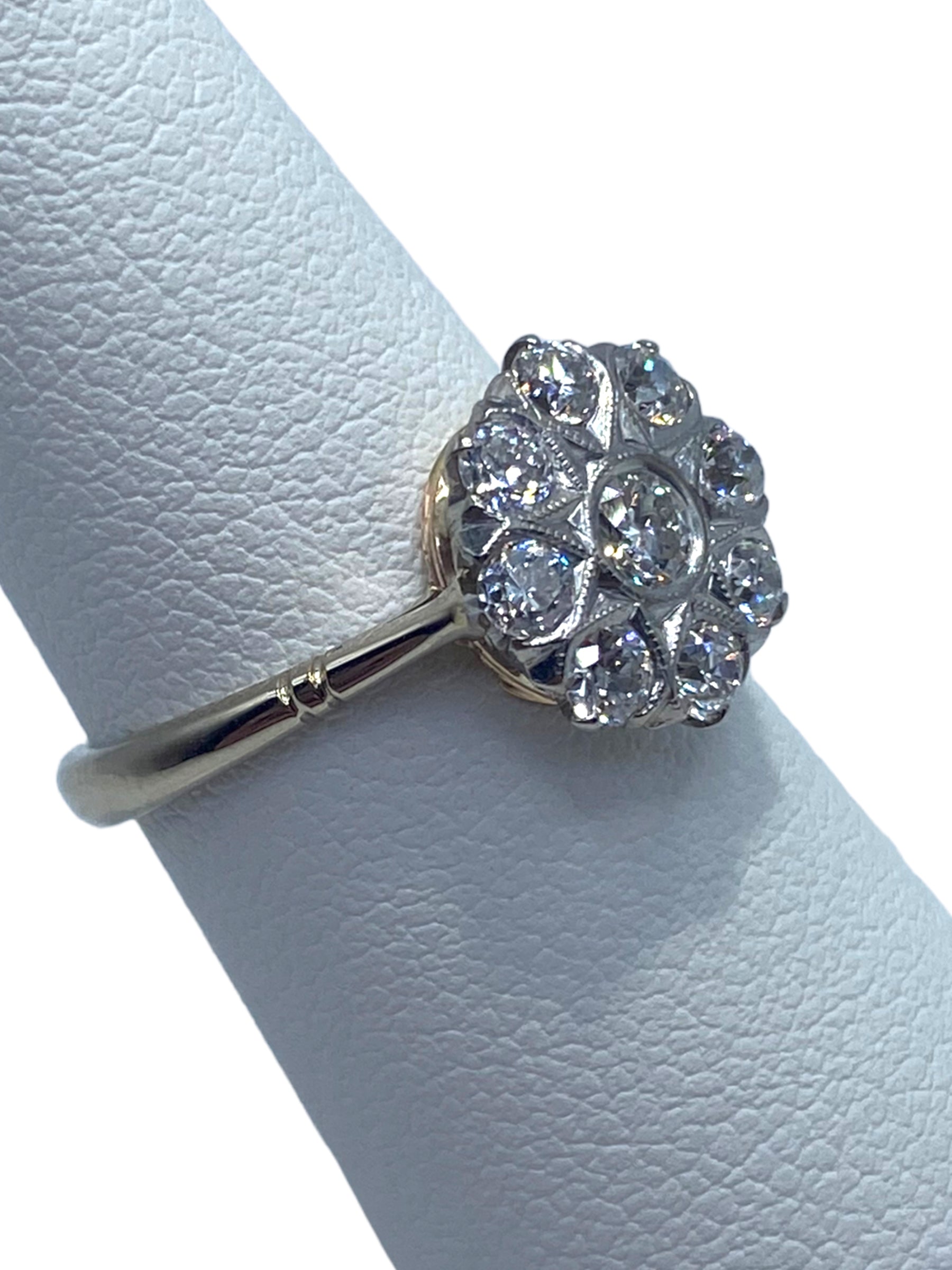 14k Platinum Victorian Style Star/ Flower Diamond Ring
