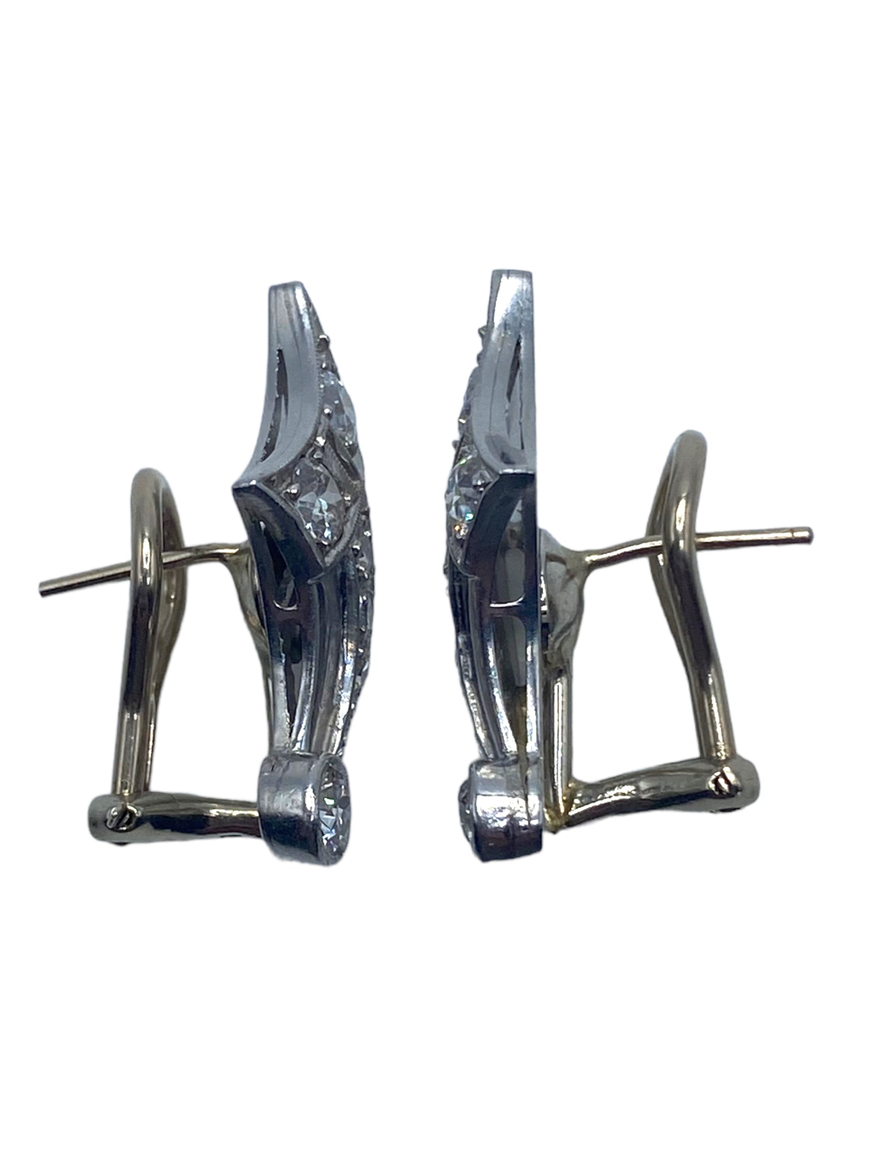 Platinum 14k Art Deco Comet Earrings