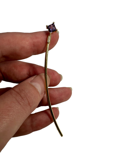 14k Amethyst Diamond Pin