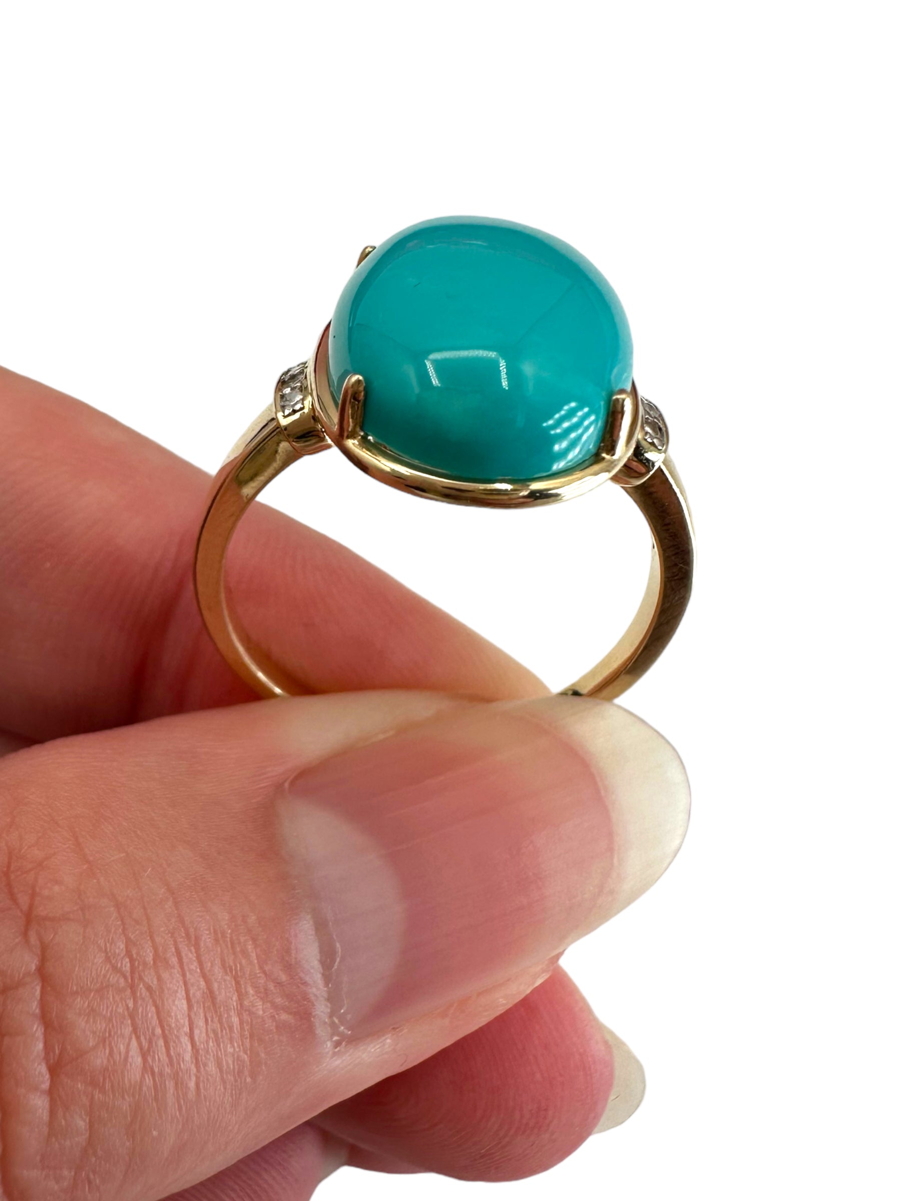 14k Turquoise Diamond Ring
