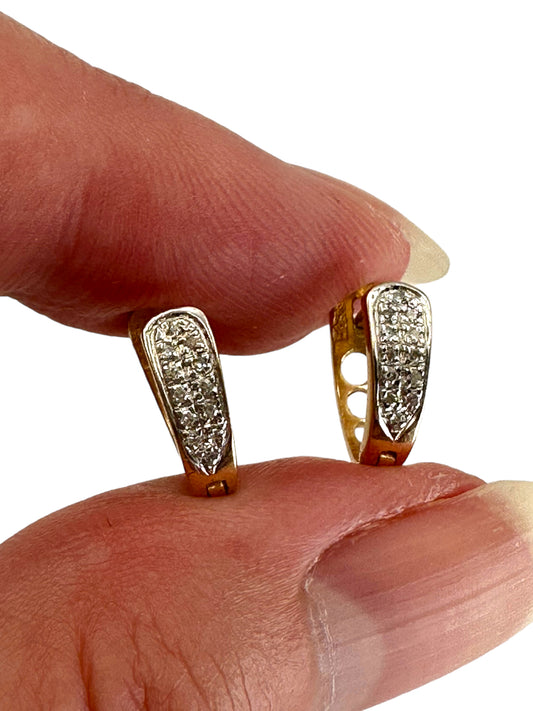 14k Diamond Huggie Earrings