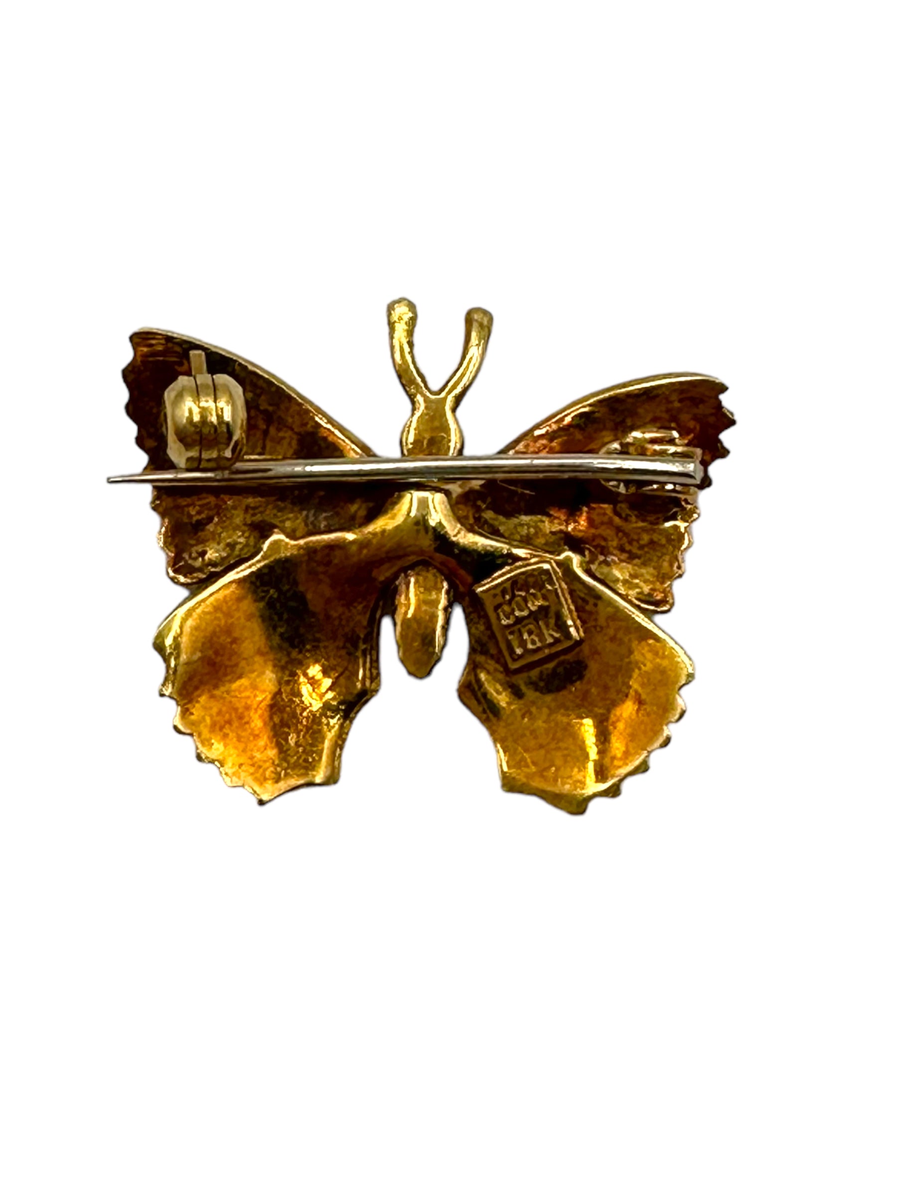 18k Enamel Butterfly Pin