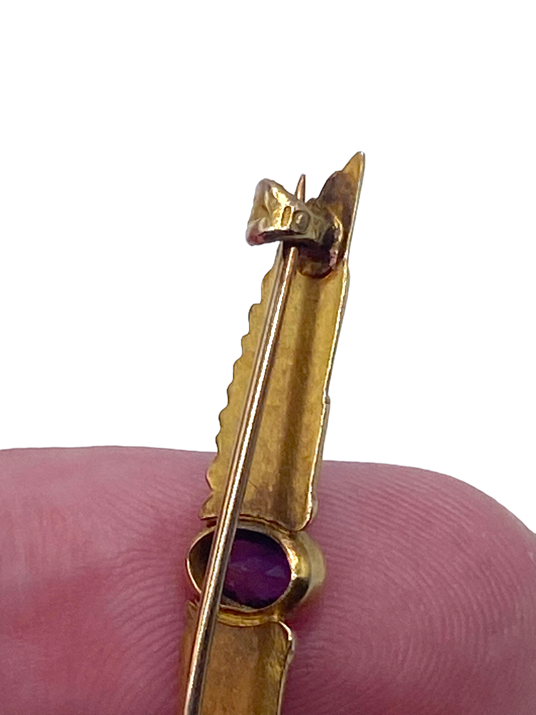 10k Amethyst Egyptian Revival Pin