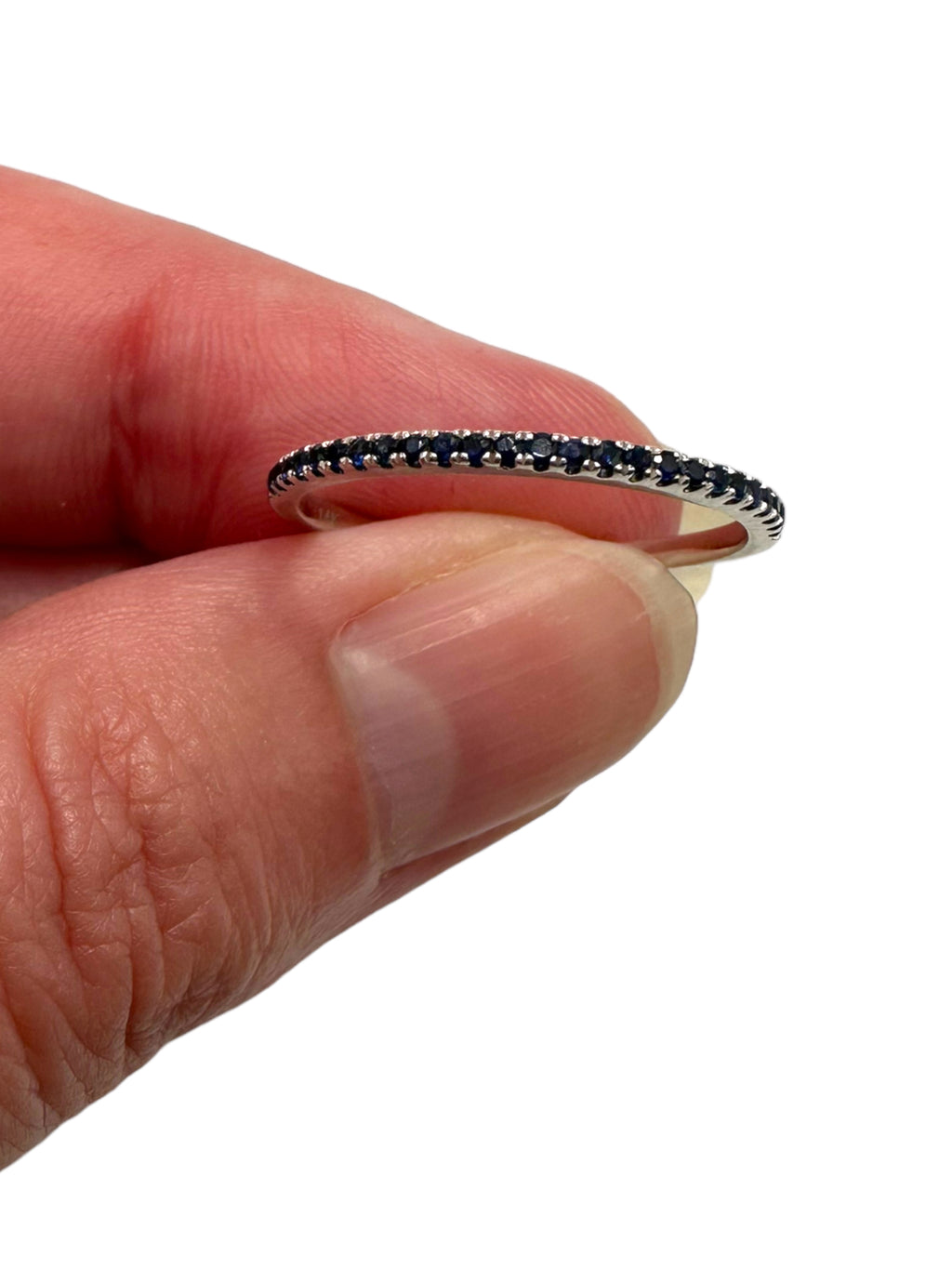 14k White Gold Sapphire Stacker Band Ring