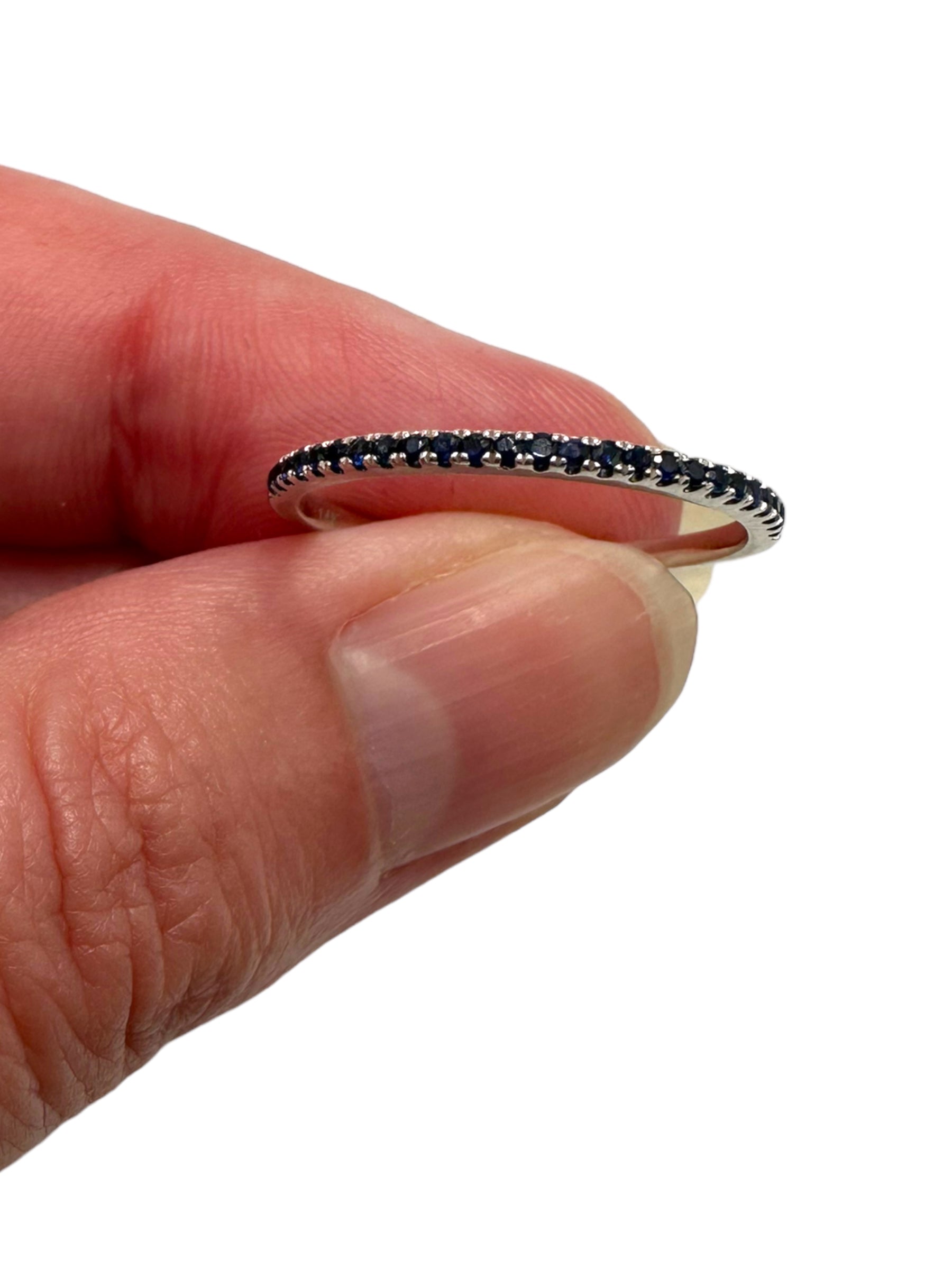 14k White Gold Sapphire Stacker Band Ring