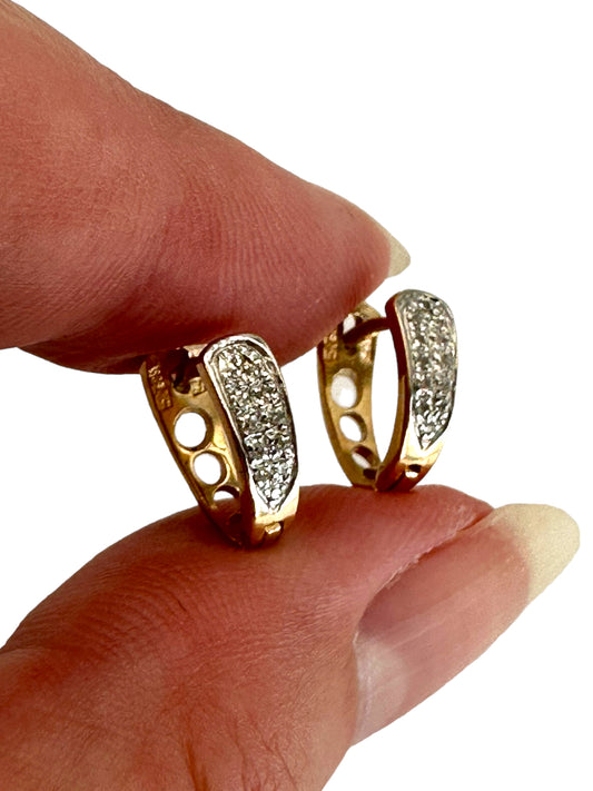 14k Diamond Huggie Earrings
