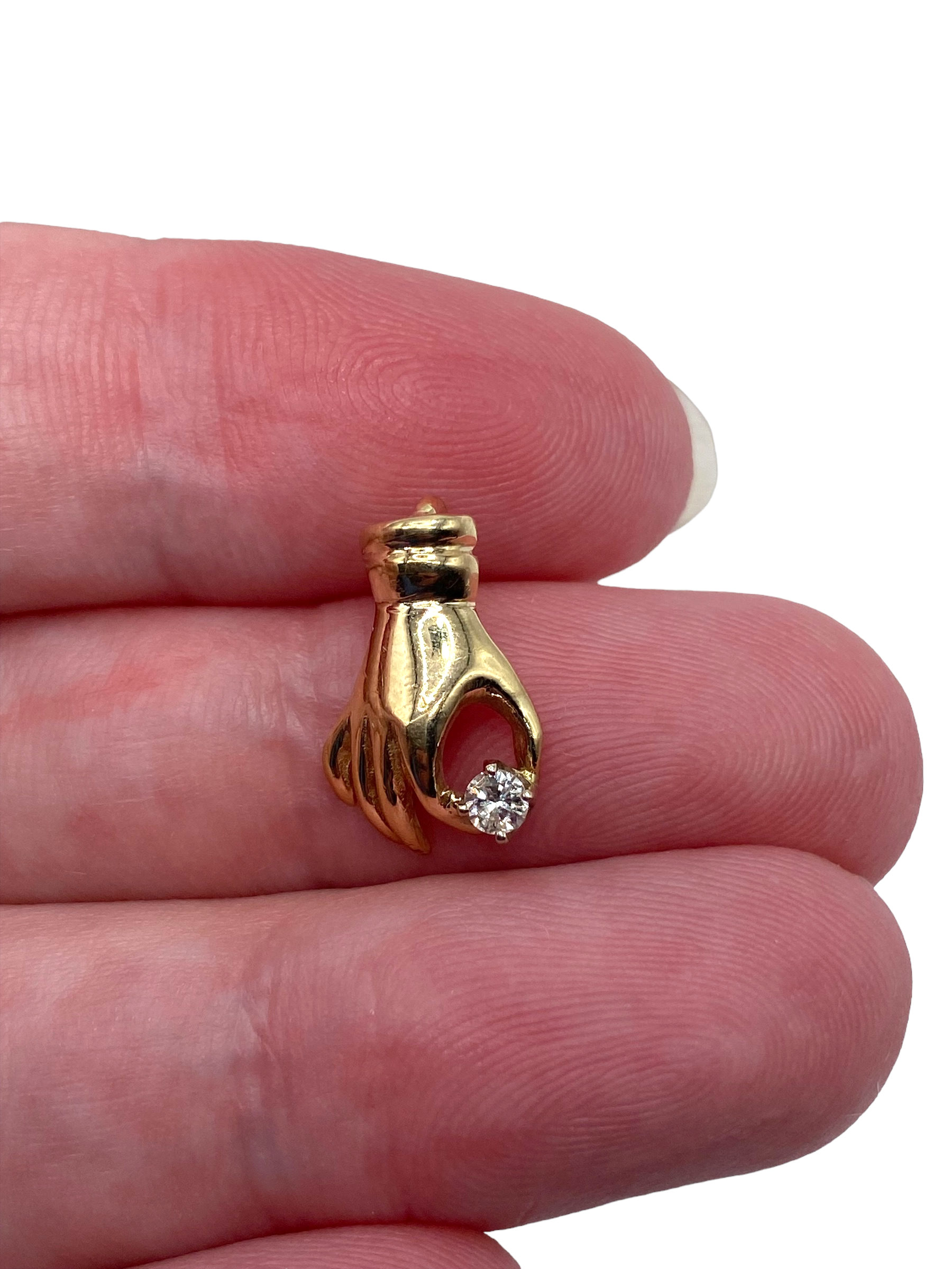 14k Diamond Hand Pendant