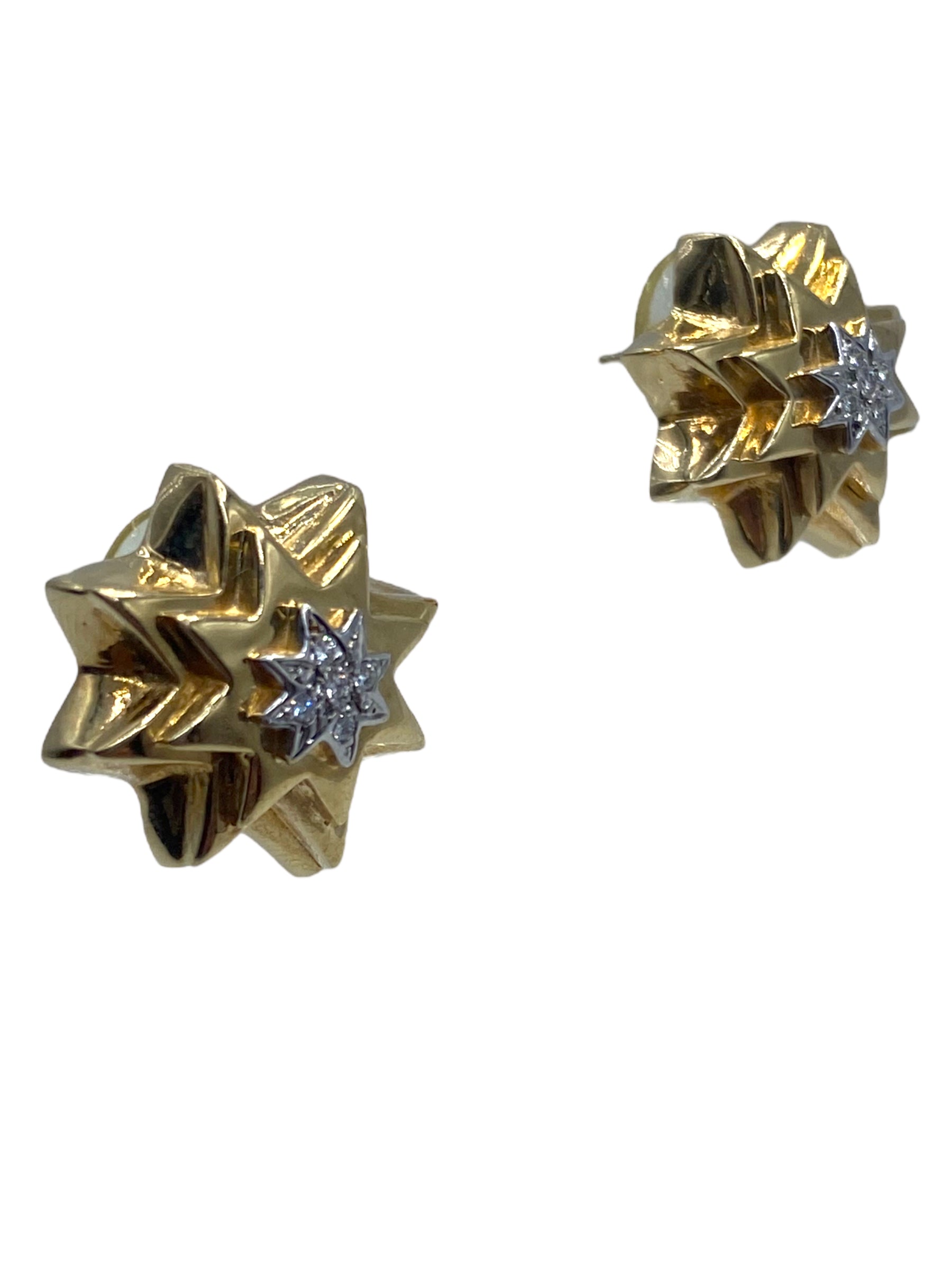 14k Star Diamond Earrings