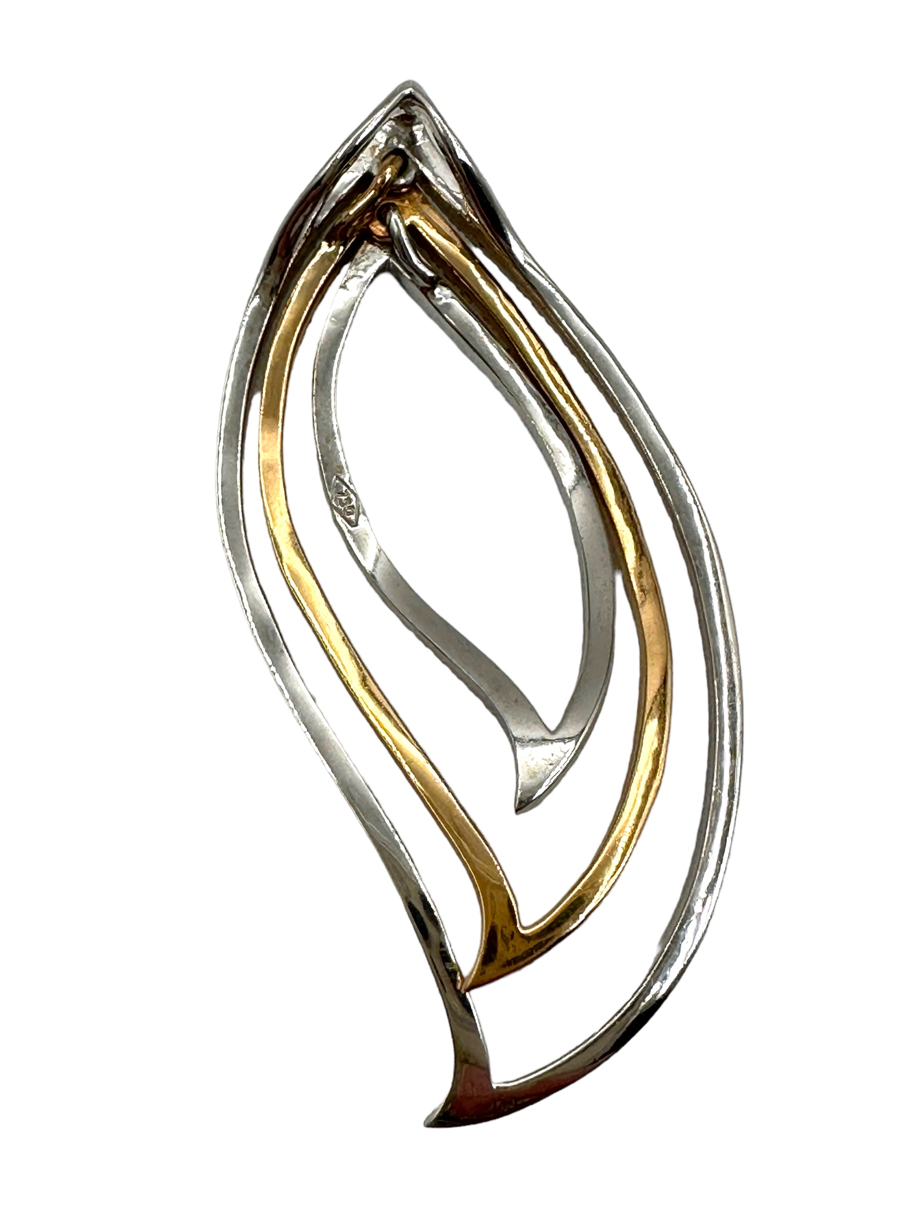 18k Two-tone Wavy Diamond Pendant