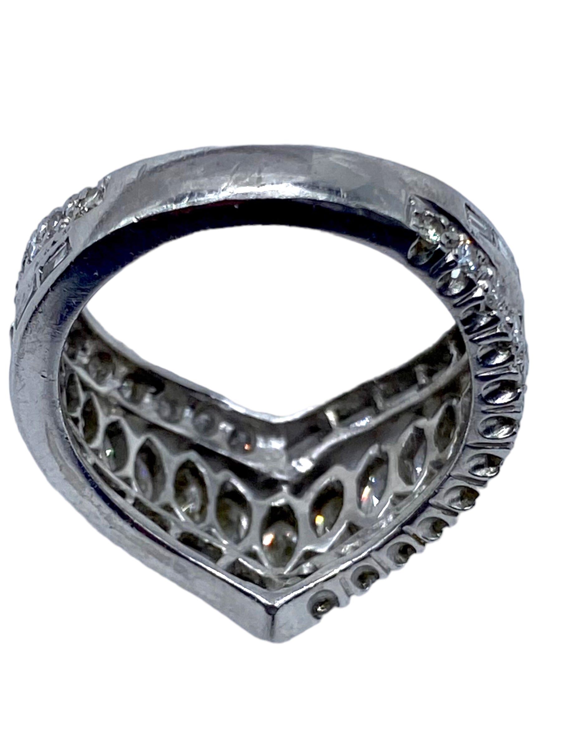 14k Diamond Chevron Ring