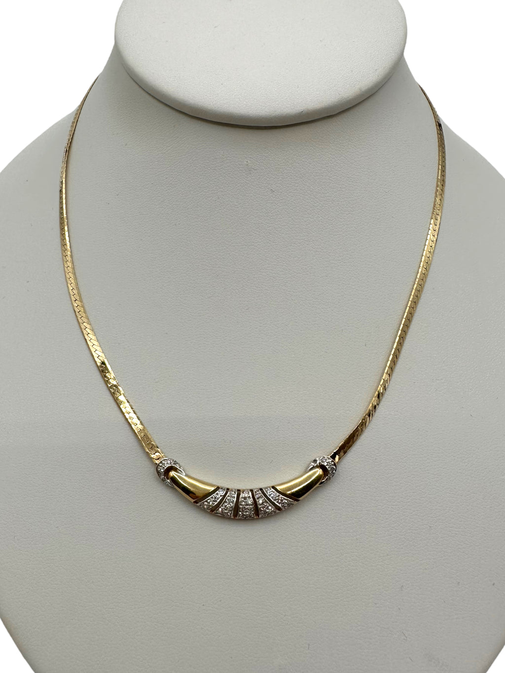 14k Diamond Deco Inspired Necklace