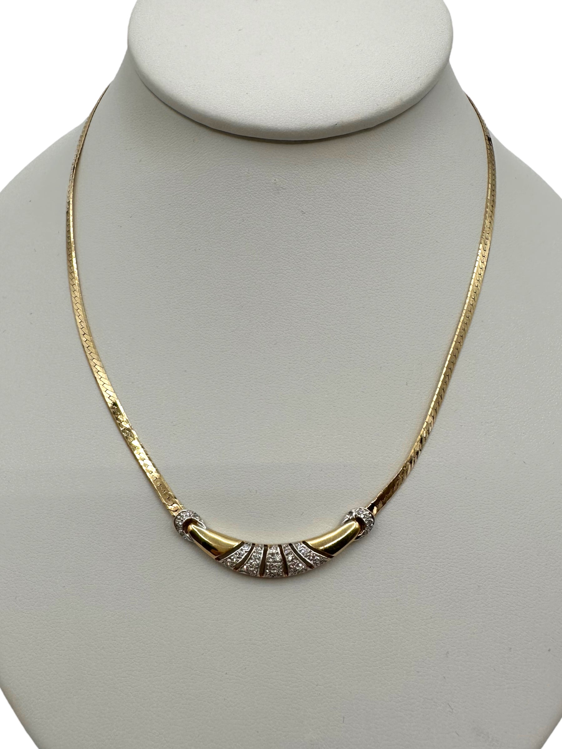 14k Diamond Deco Inspired Necklace