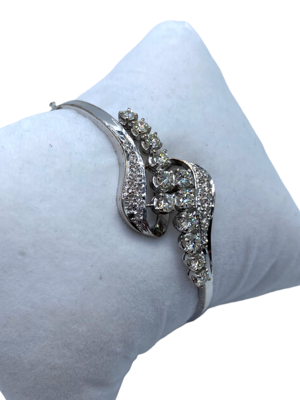 Silver Palladium Diamond Bangle Bracelet