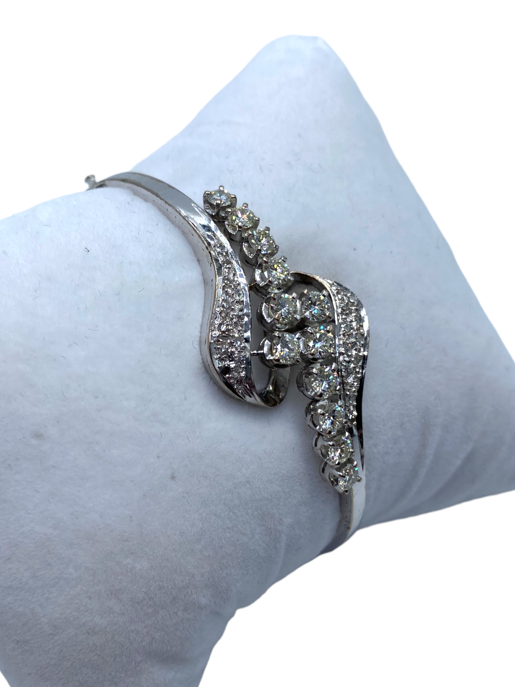 Silver Palladium Diamond Bangle Bracelet