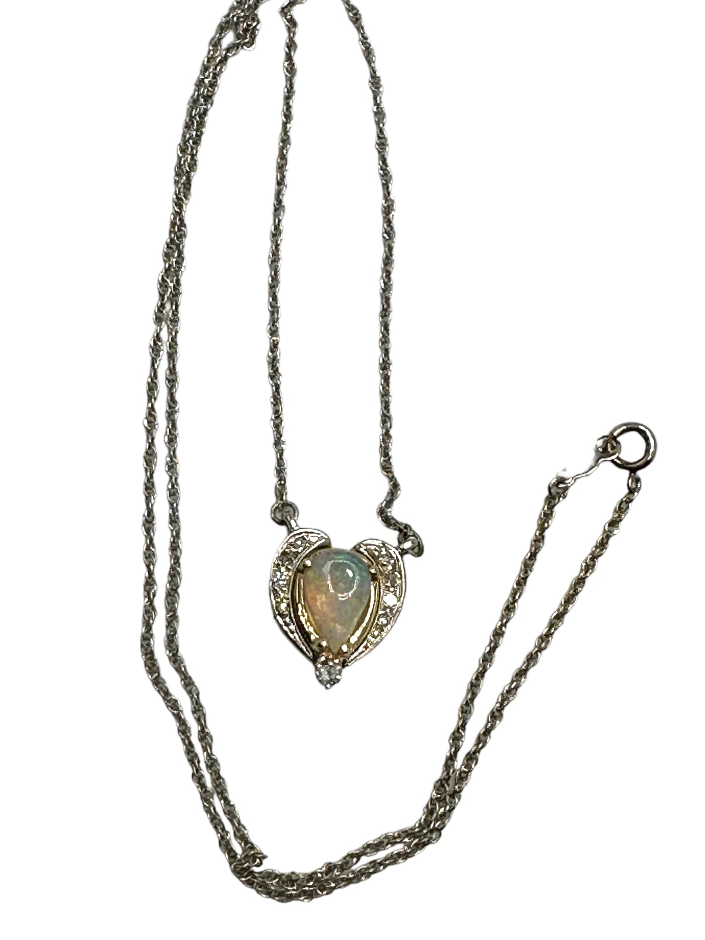 14k Opal Diamond Convertible Pendant Necklace