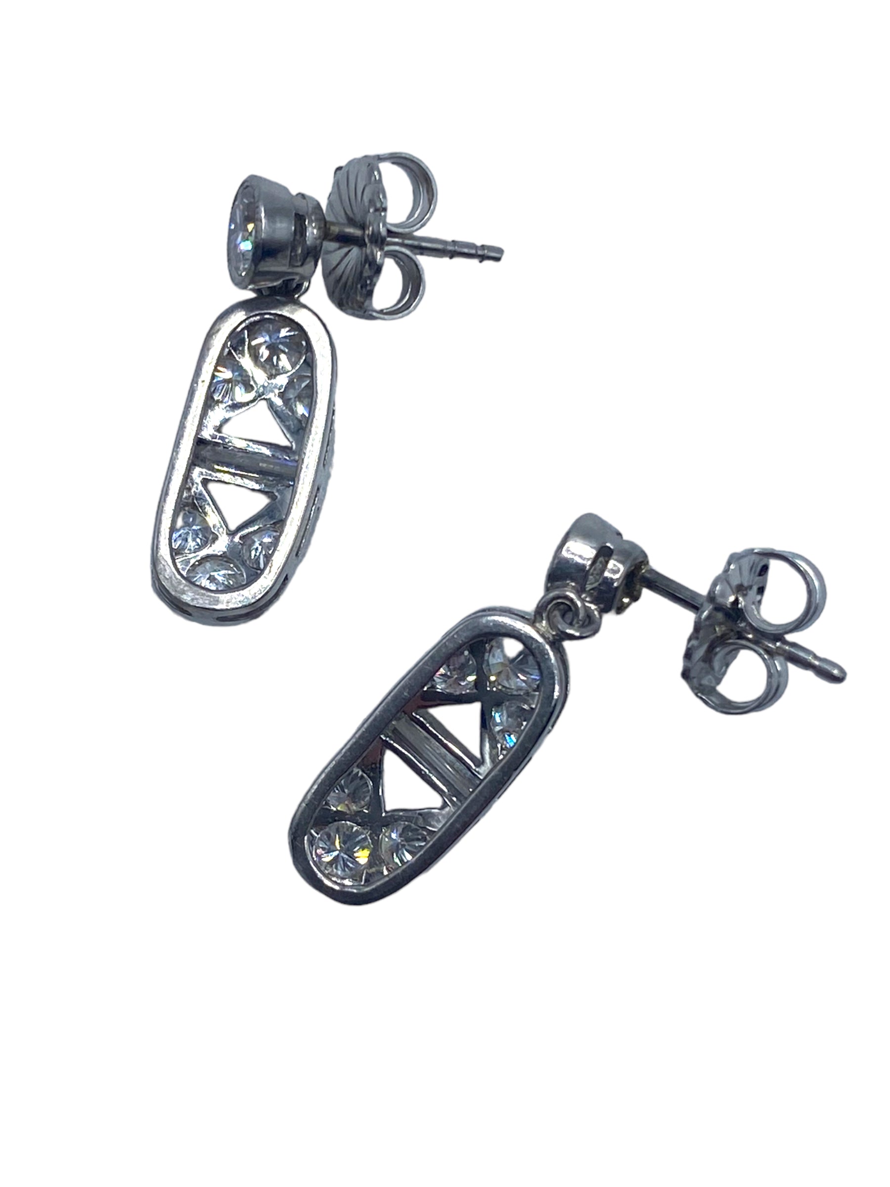 Art Deco Style Platinum Diamond Drop Earrings