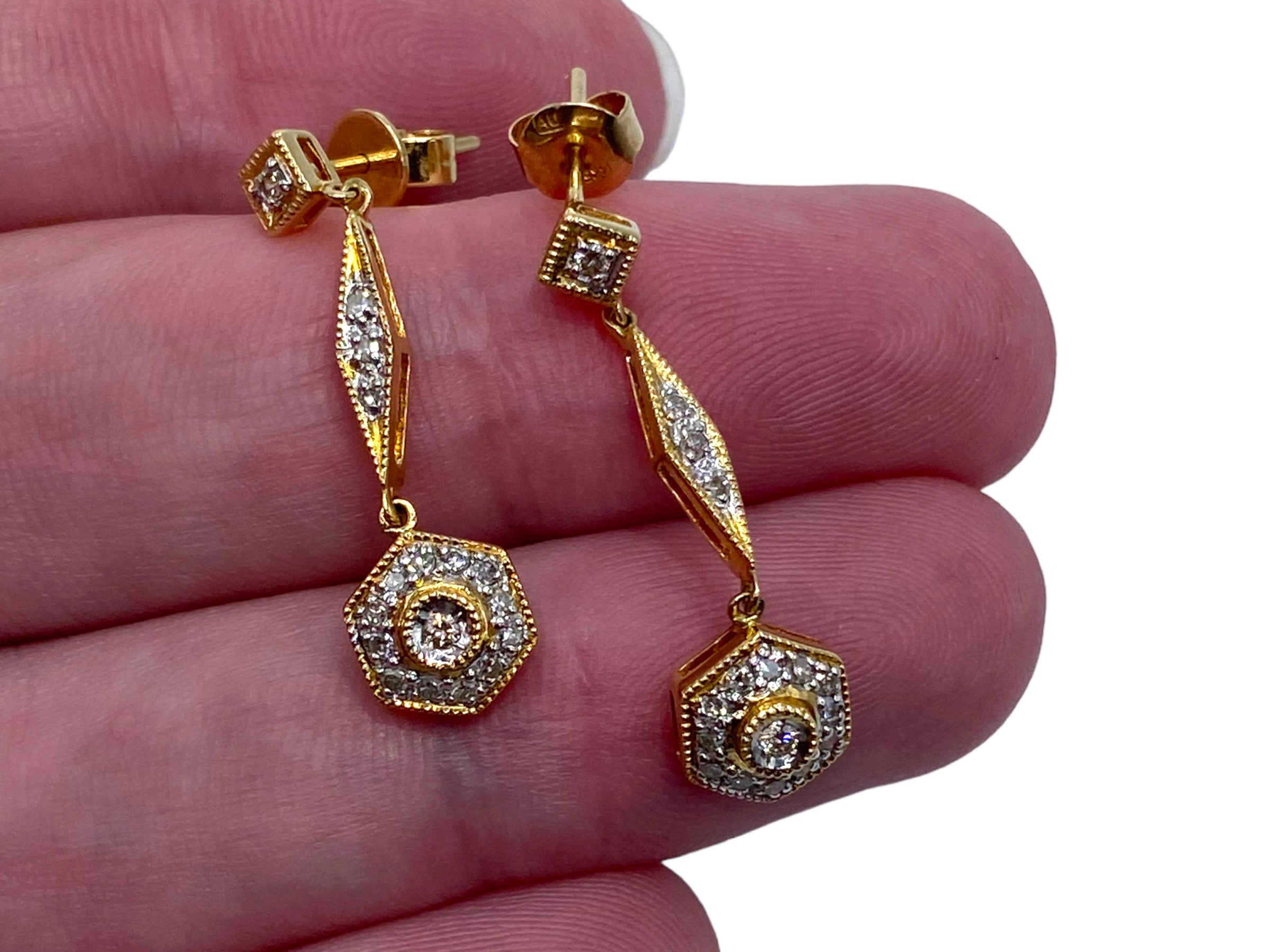 14k Diamond Drop Earrings