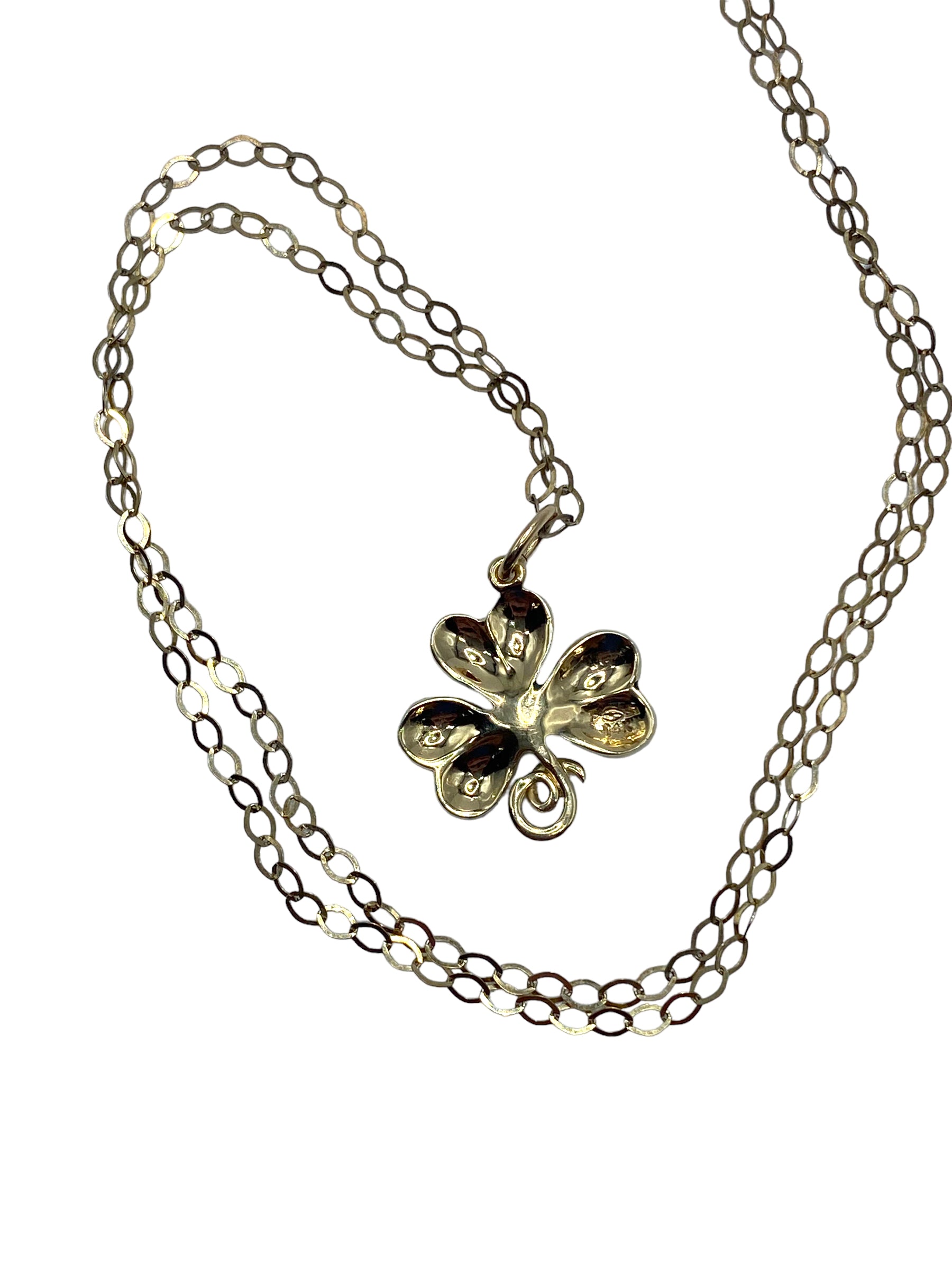 14k Clover Enamel Pendant Necklace