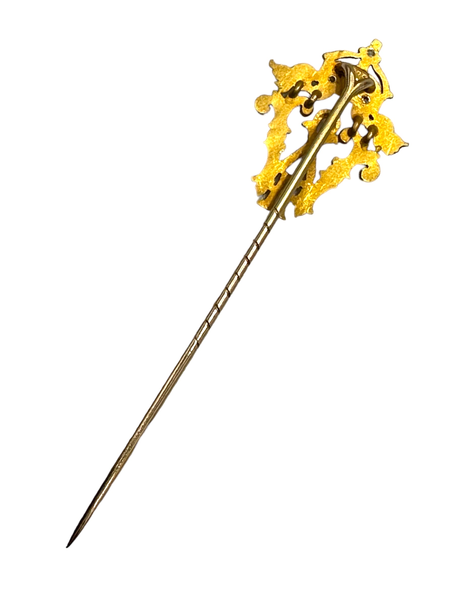 14k Sapphire Diamond German Stickpin