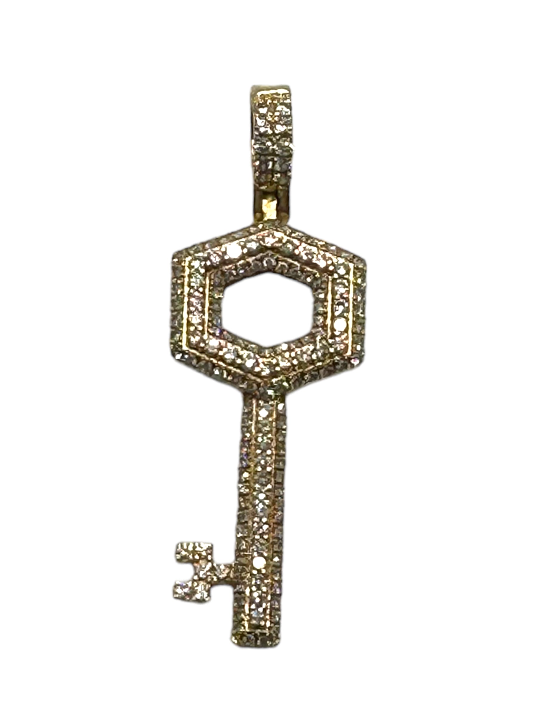 14k Diamond Key Pendant