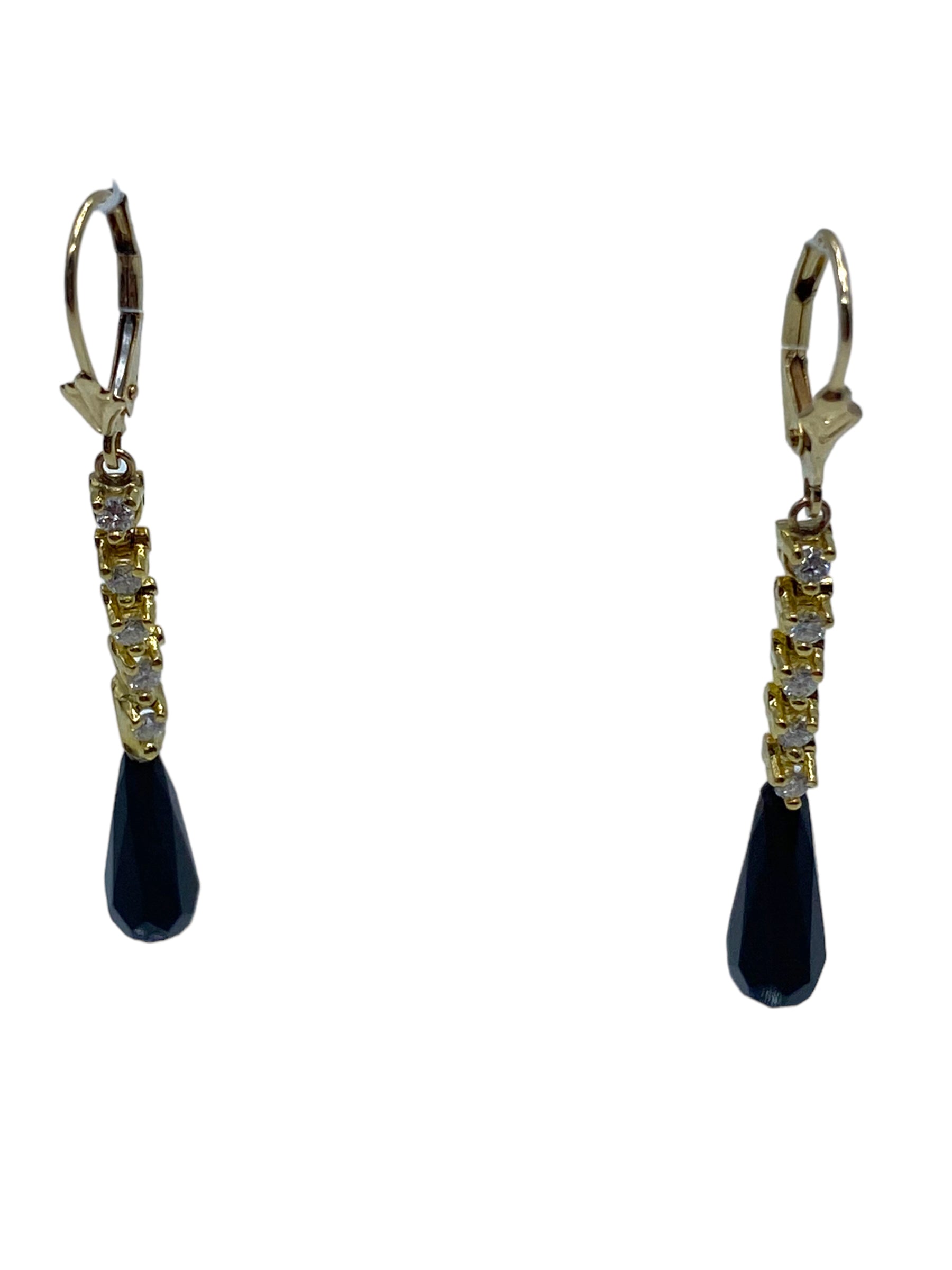 14k Onyx Diamond Drop Earrings