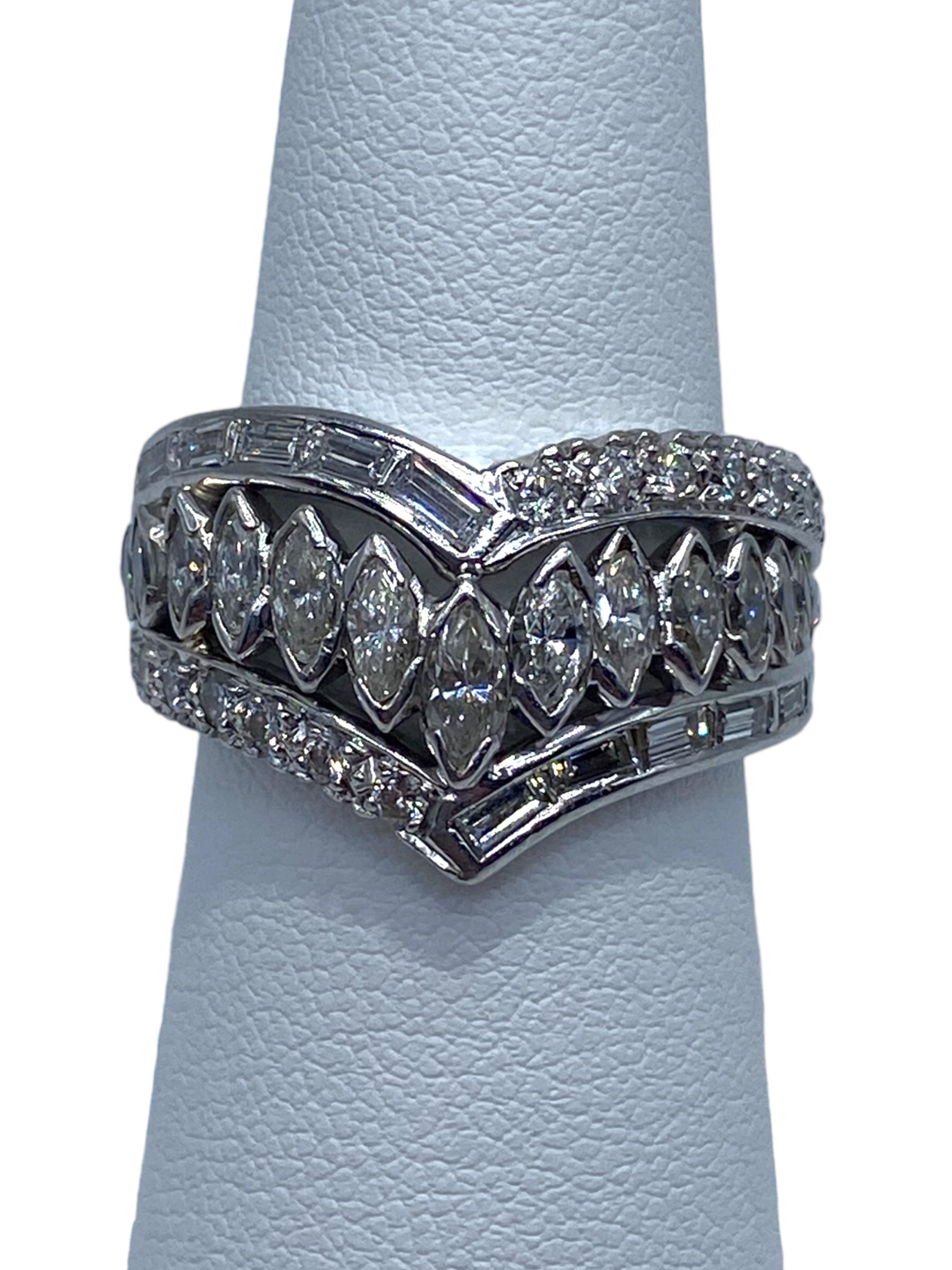 14k Diamond Chevron Ring