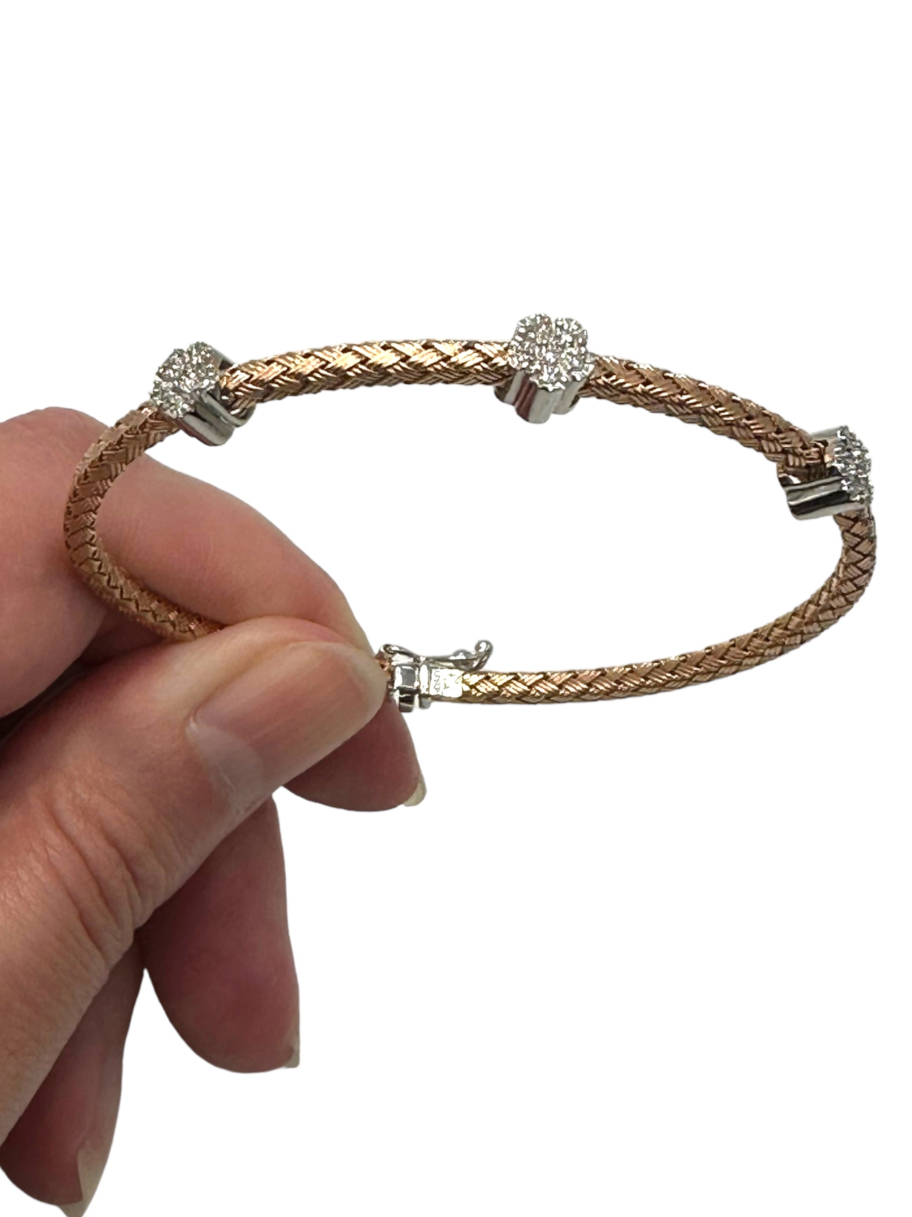 18k Rose Gold Diamond Flower Bracelet