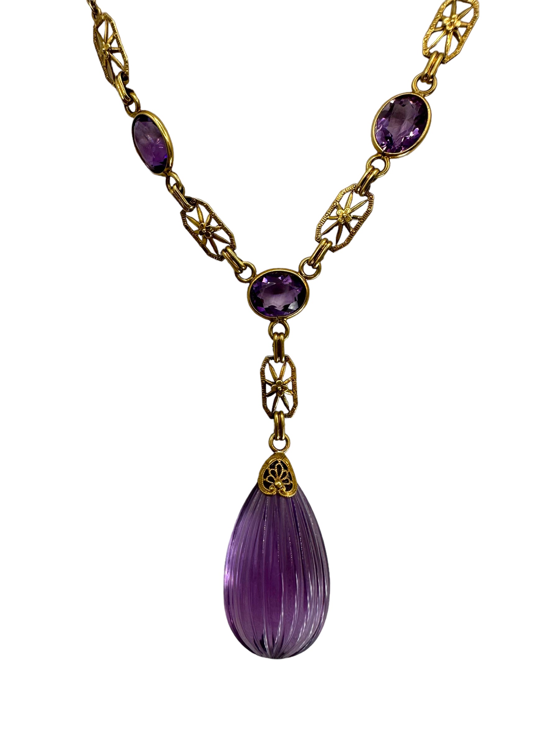 14k Amethyst Lavaliere Necklace