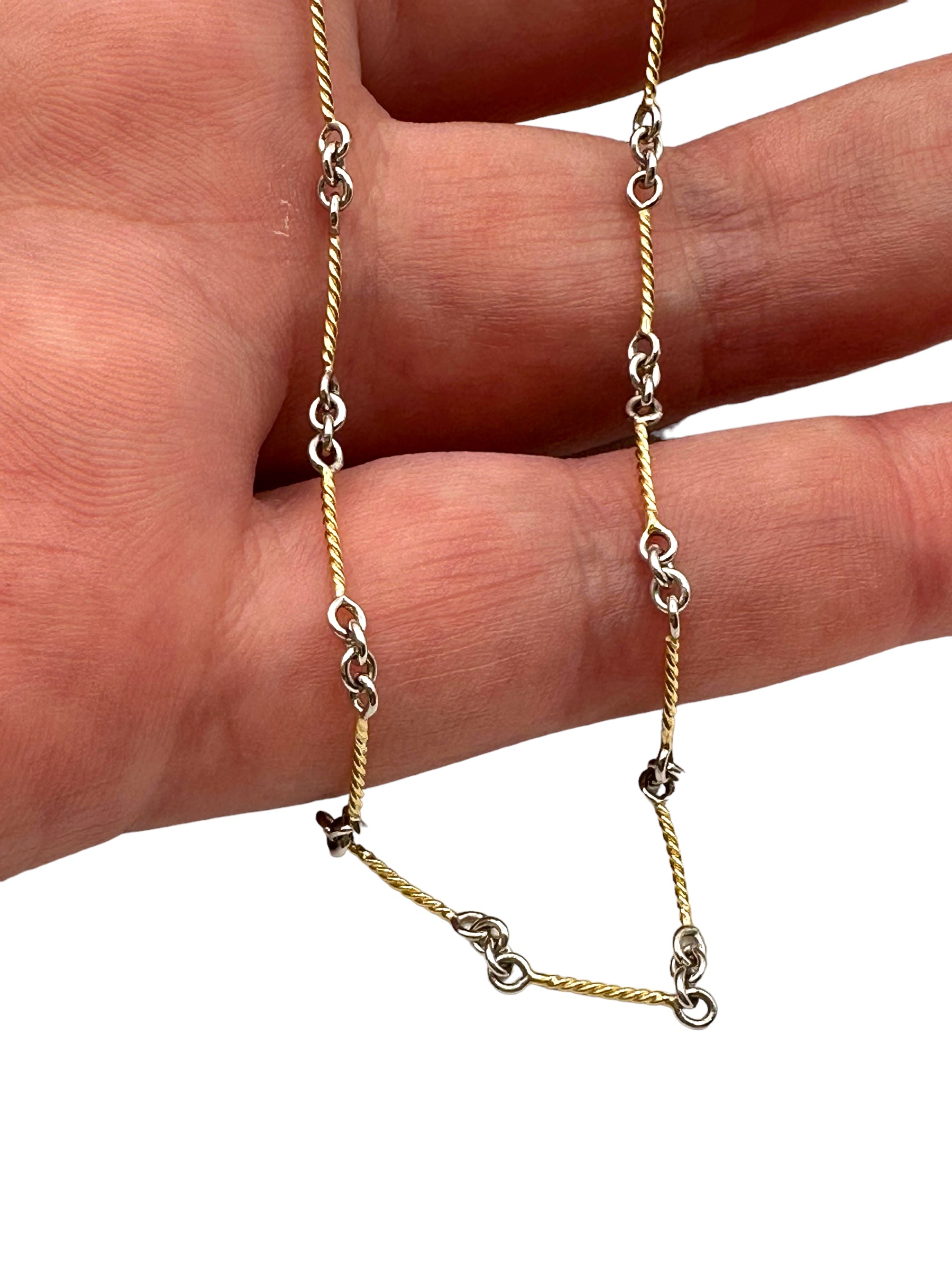14k Two Tone Dog Bone Link Necklace