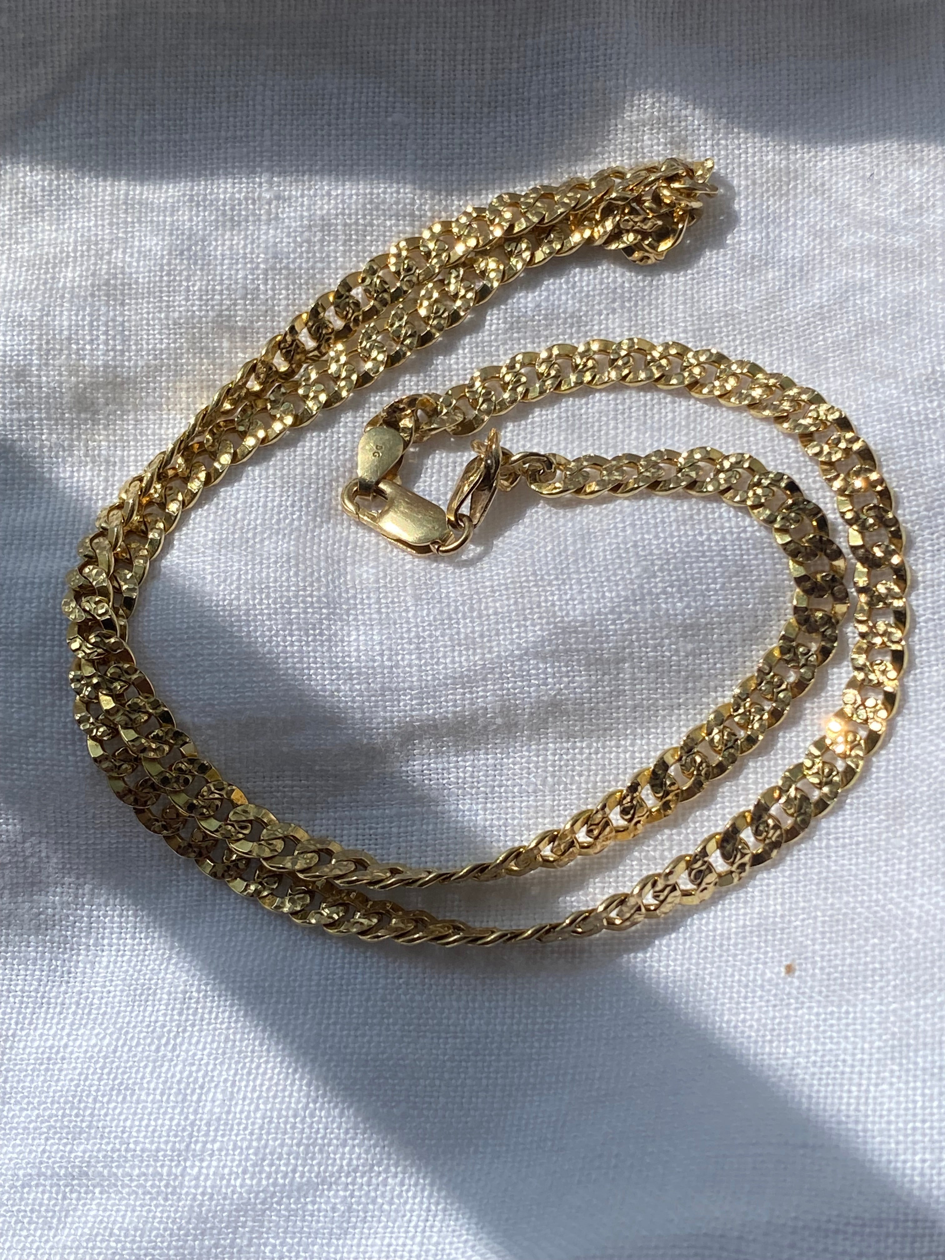 14k Flattened Curb Chain Necklace