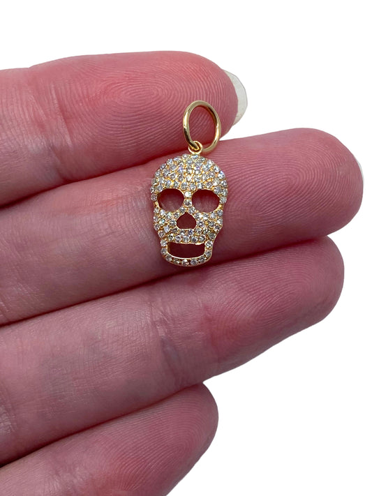 14k Diamond Skull Pendant