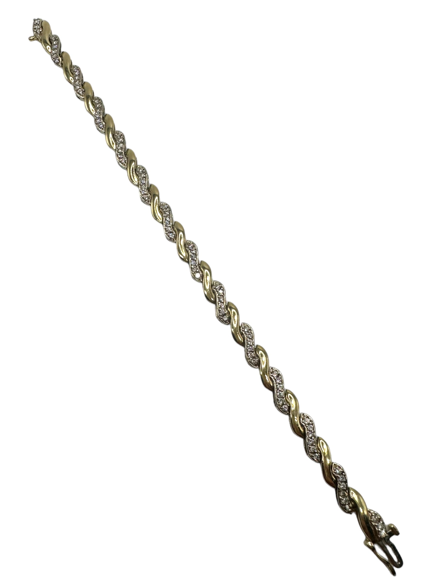 14k Diamond Wavy Link Bracelet