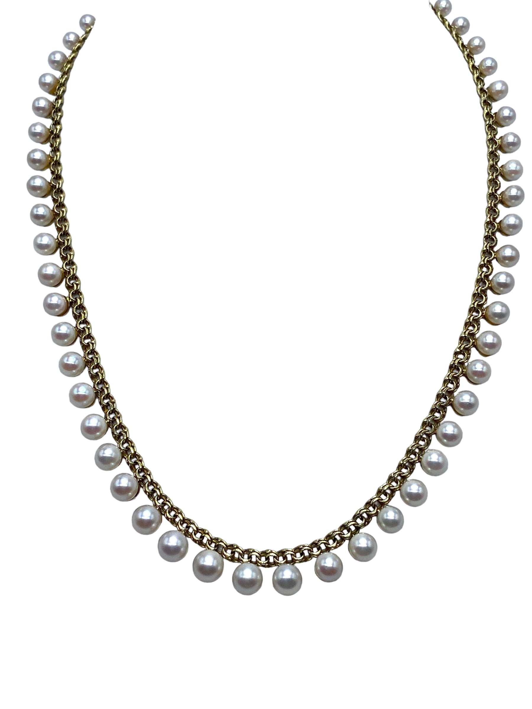 14k Green Gold Pearl Fringe Necklace