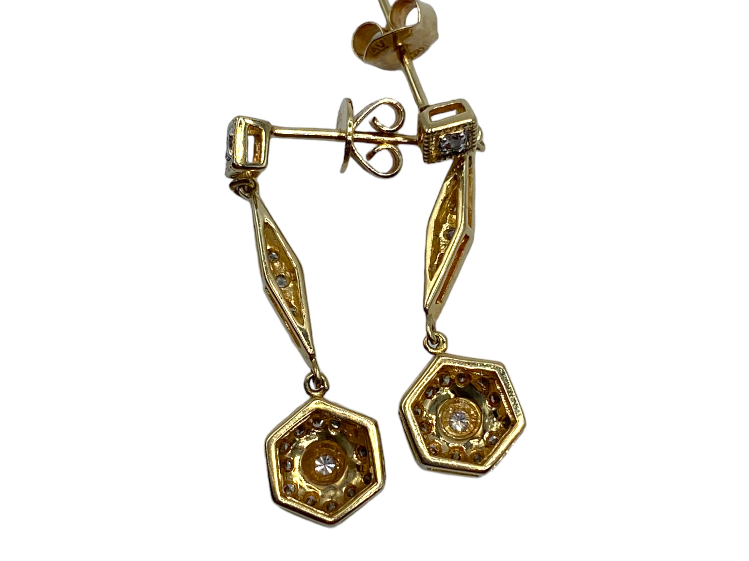 14k Diamond Drop Earrings