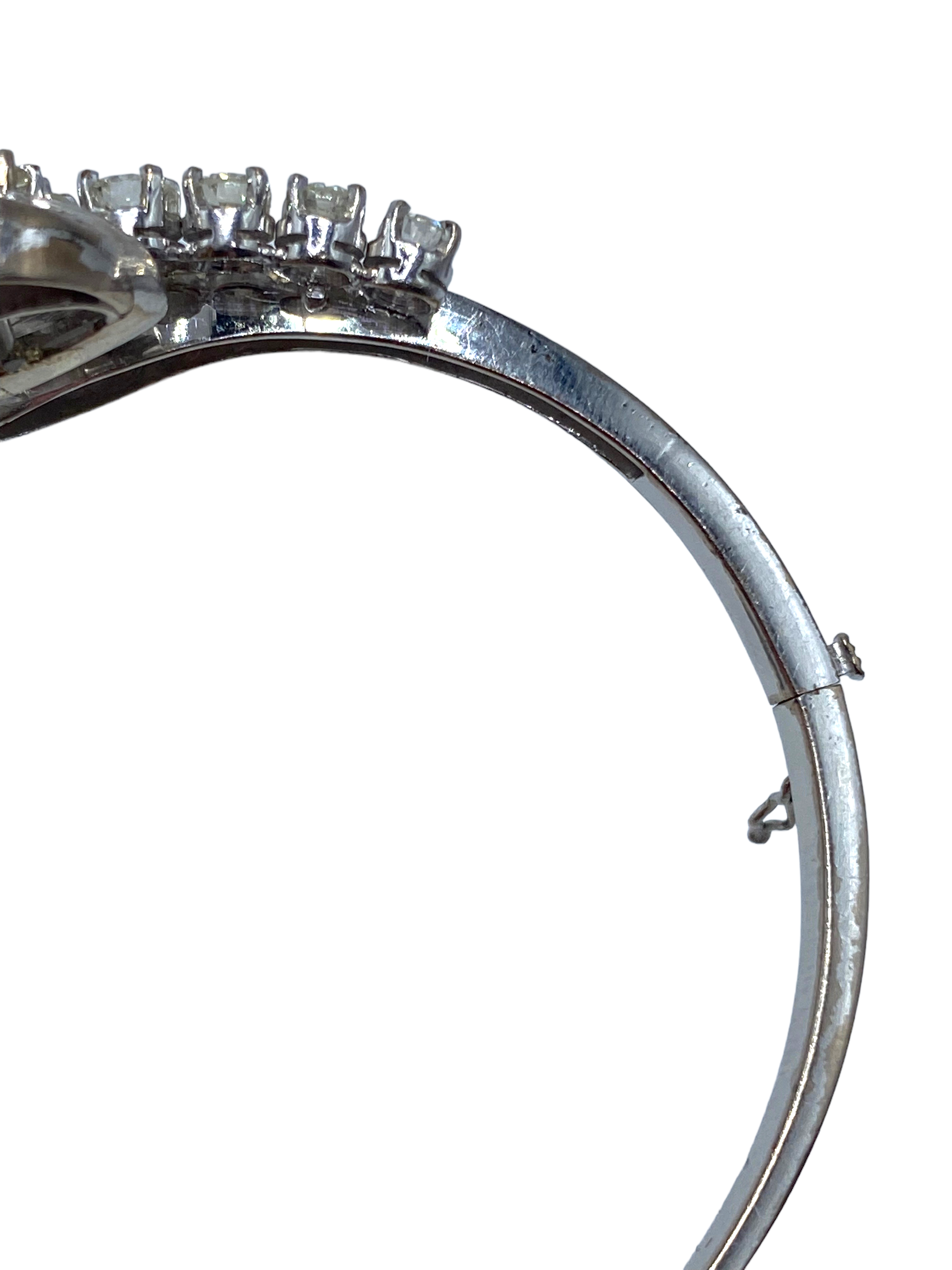Silver Palladium Diamond Bangle Bracelet