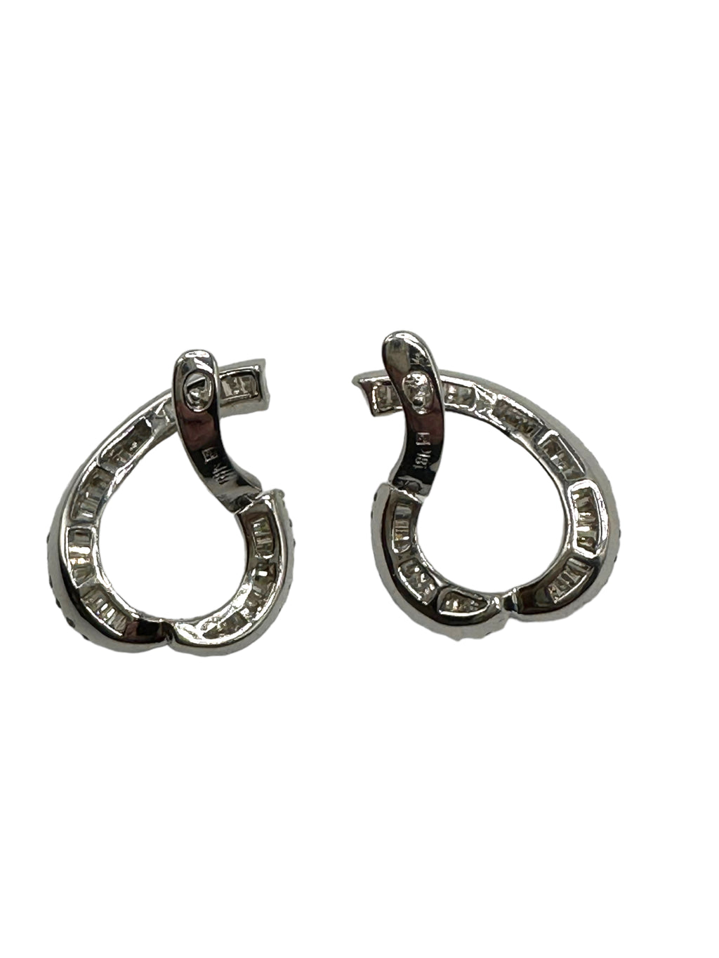 18k White Gold Diamond Offset Hoop Earrings