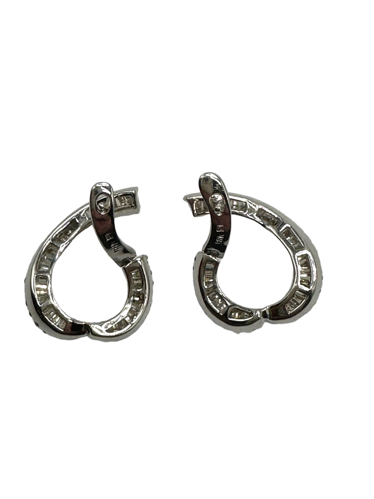 18k White Gold Diamond Offset Hoop Earrings