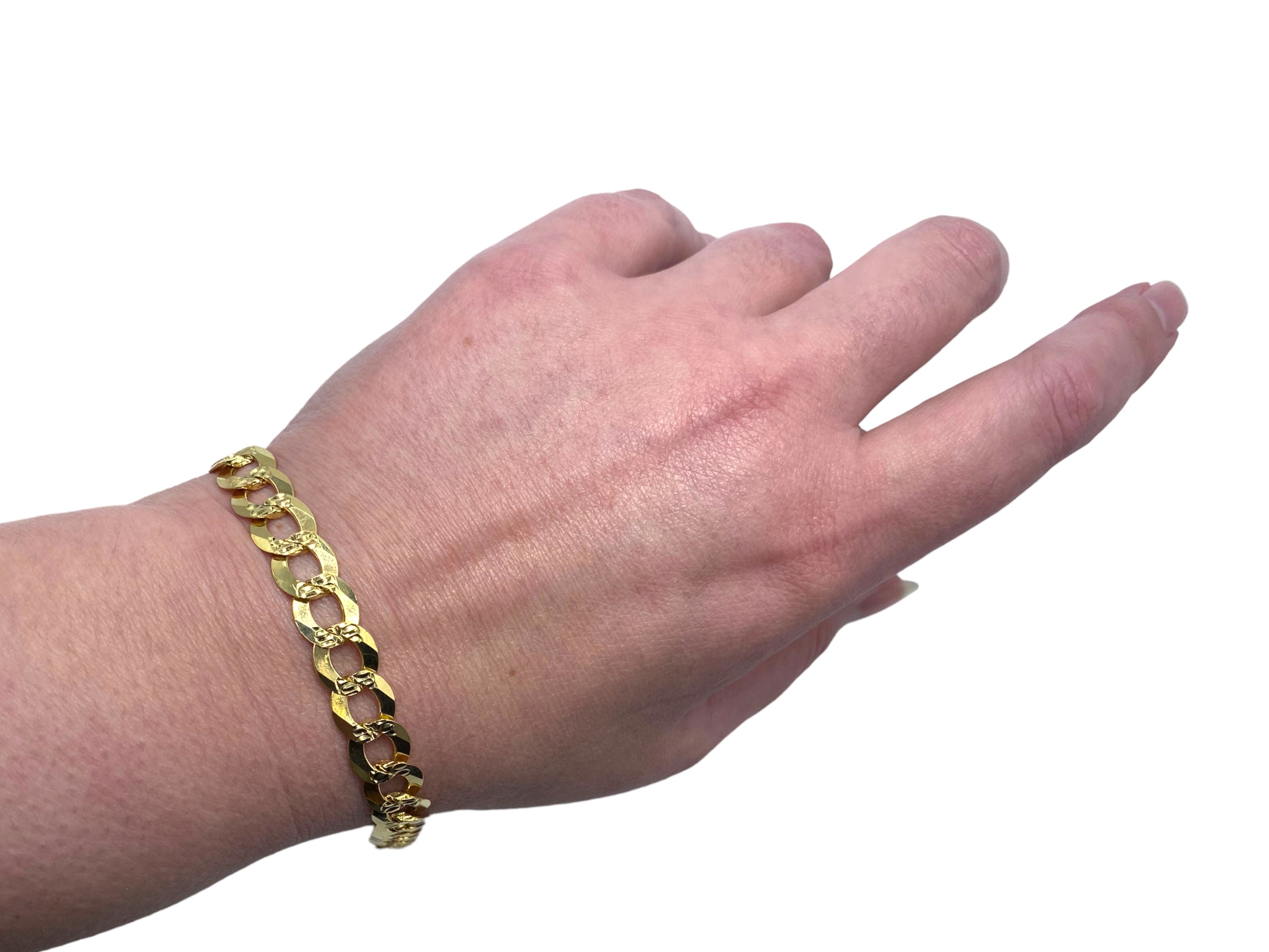 14k Flattened Curb Charm Bracelet