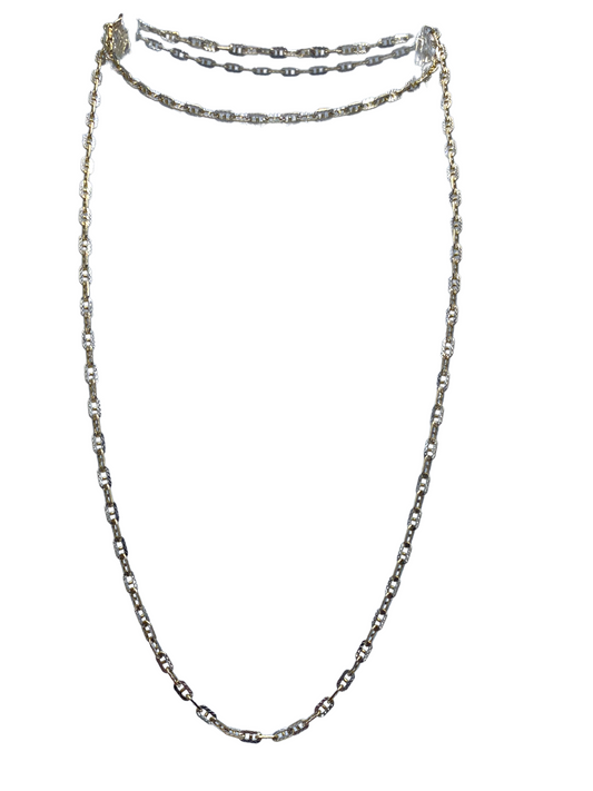 14k Two-tone Diamond Cut Mariner Link Chain Necklace