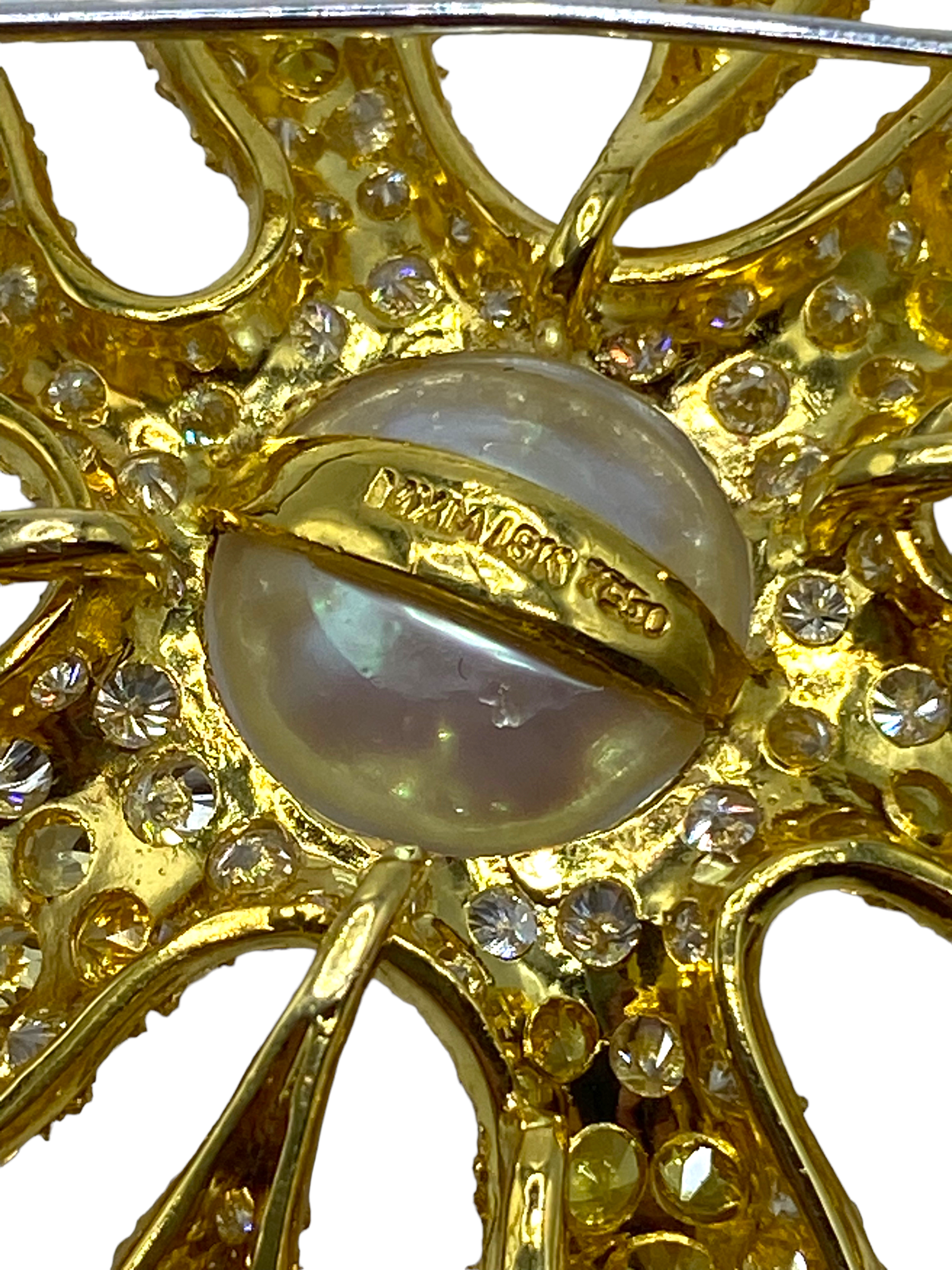 18k Pearl Sapphire "Splat" Brooch