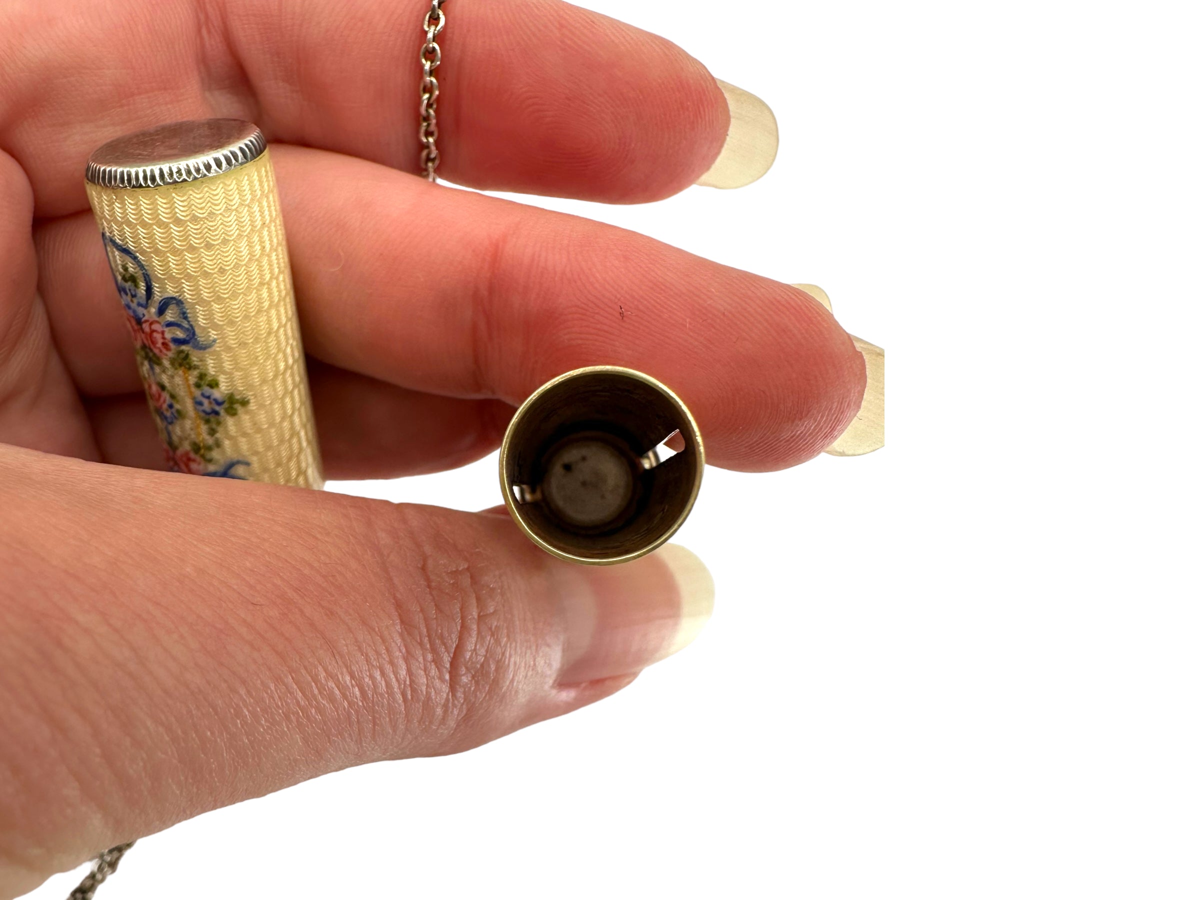 Silver Enamel Lipstick Necklace