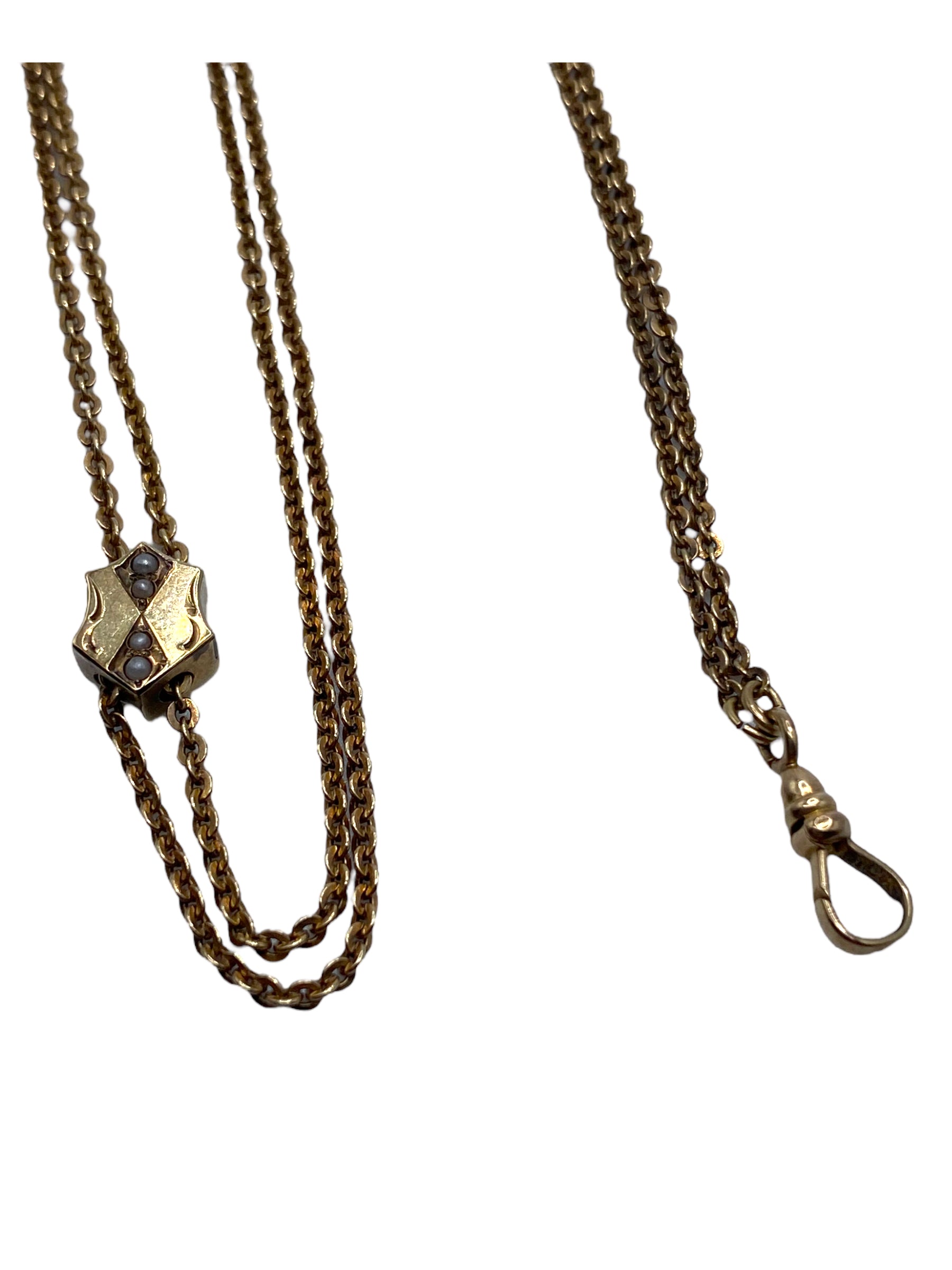 10k Victorian Pearl Slide Long Guard Chain