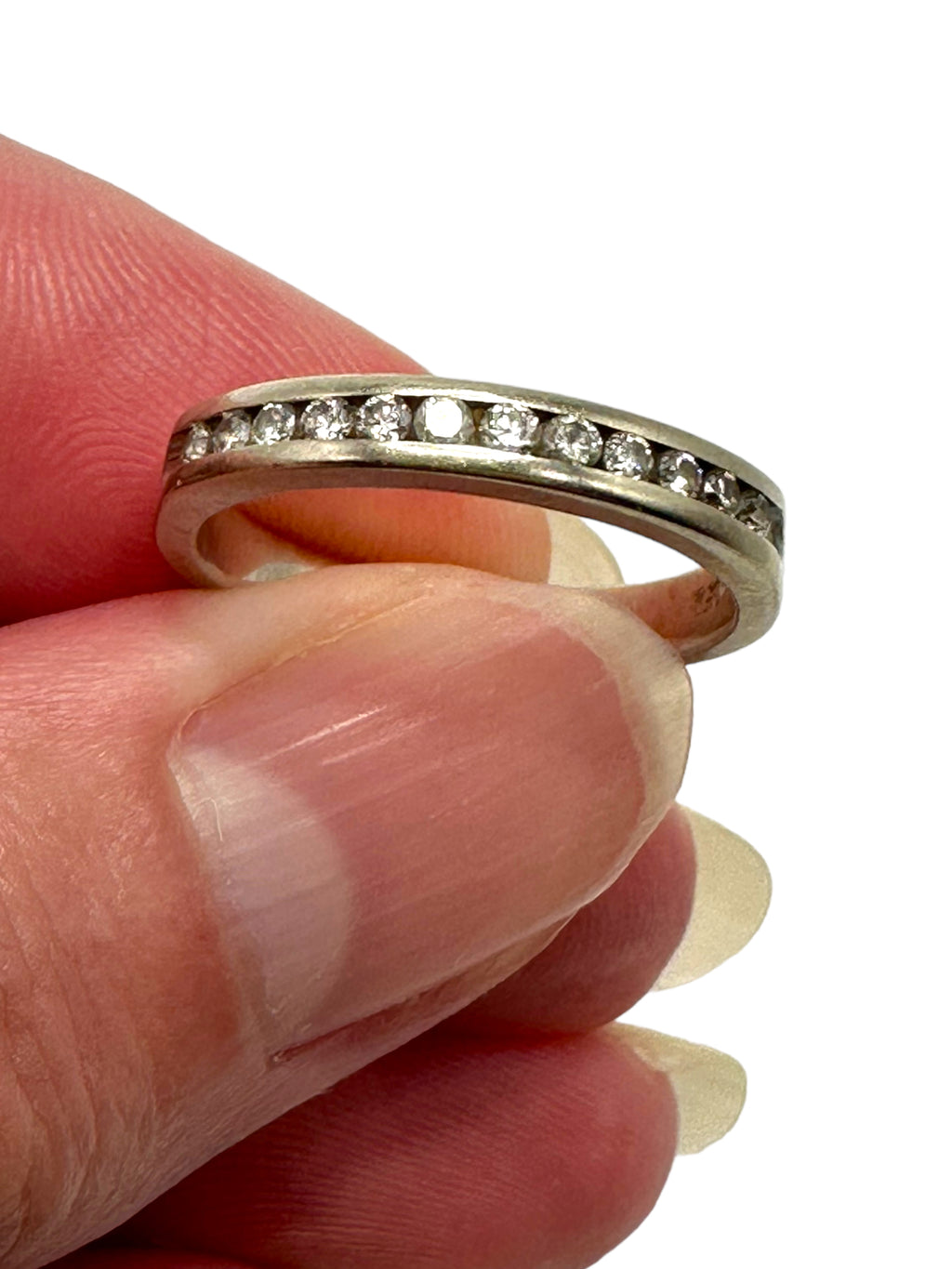 14k White Gold Diamond Stacker Band Ring