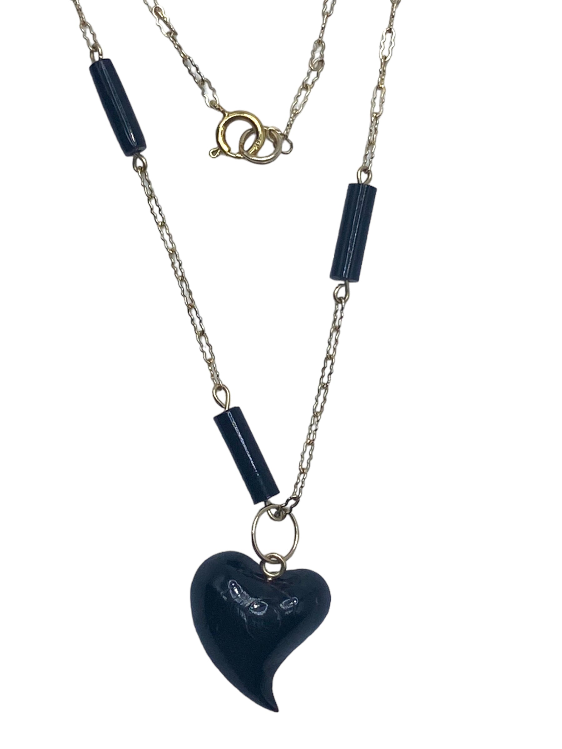14k Black Coral Heart Necklace