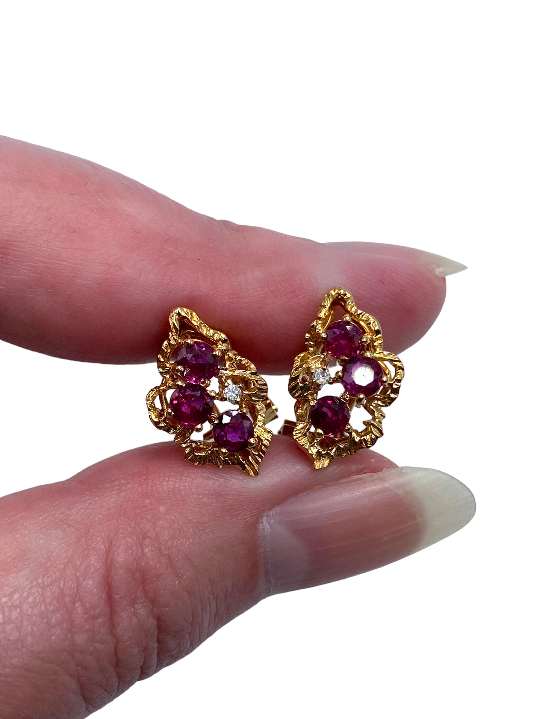14k Ruby Diamond Earrings
