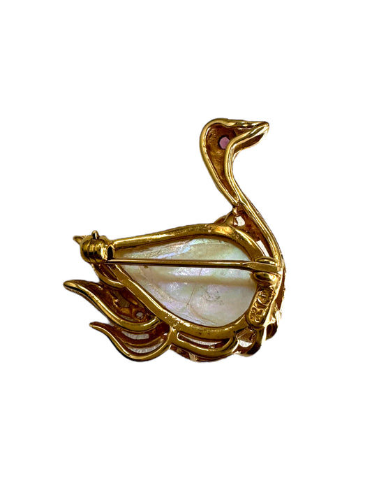 14k Mabe Swan Pin
