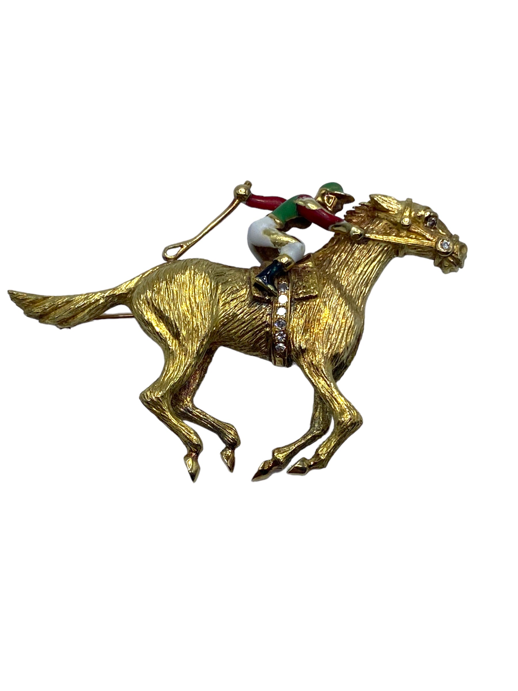 18k Cartier Jockey Racehorse Brooch