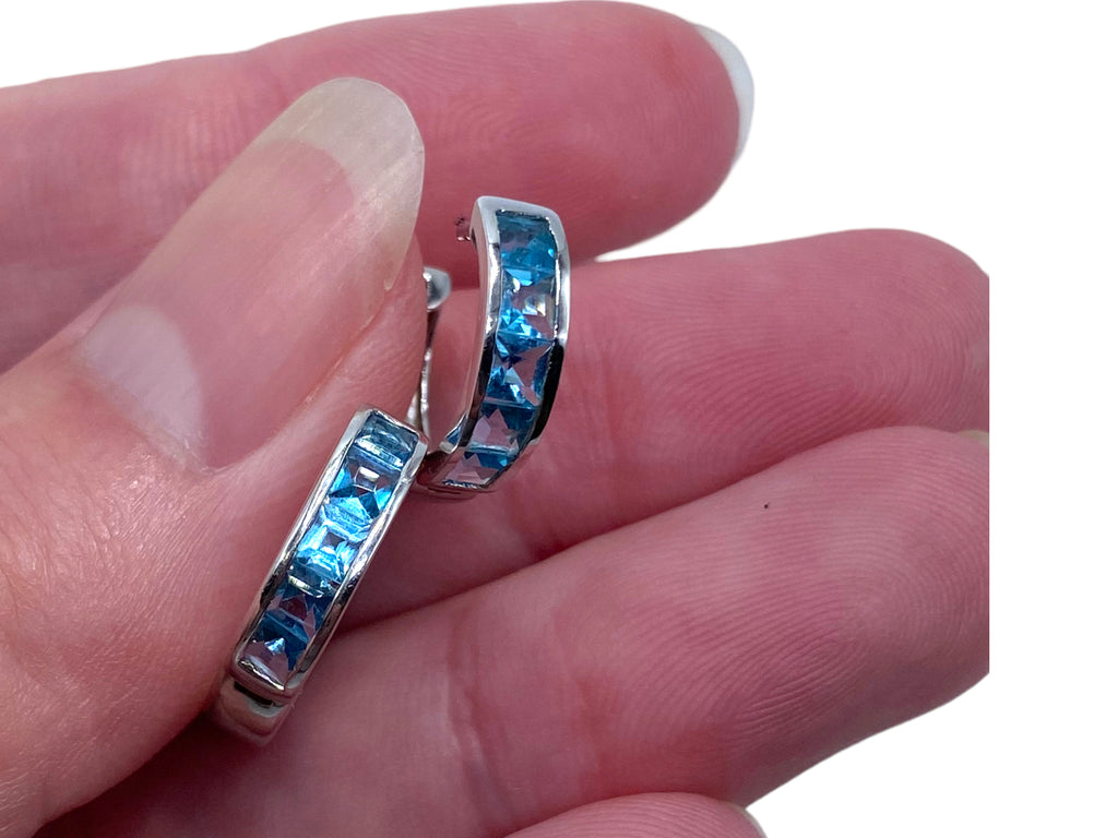 14k Topaz Huggie Earrings